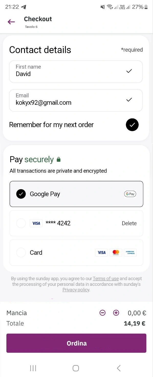 Checkout page old UI