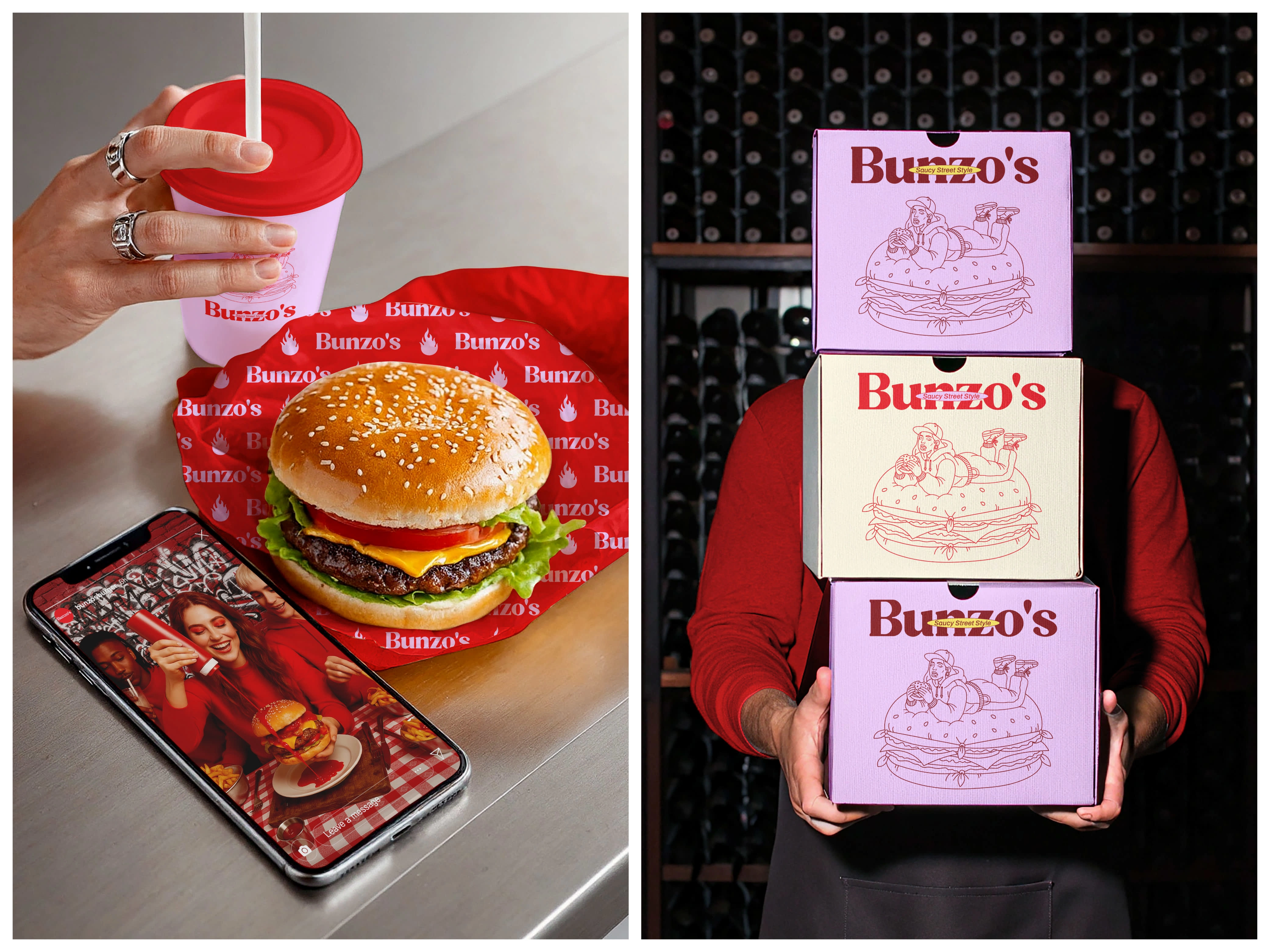 Wrapping paper and takeaway boxes design