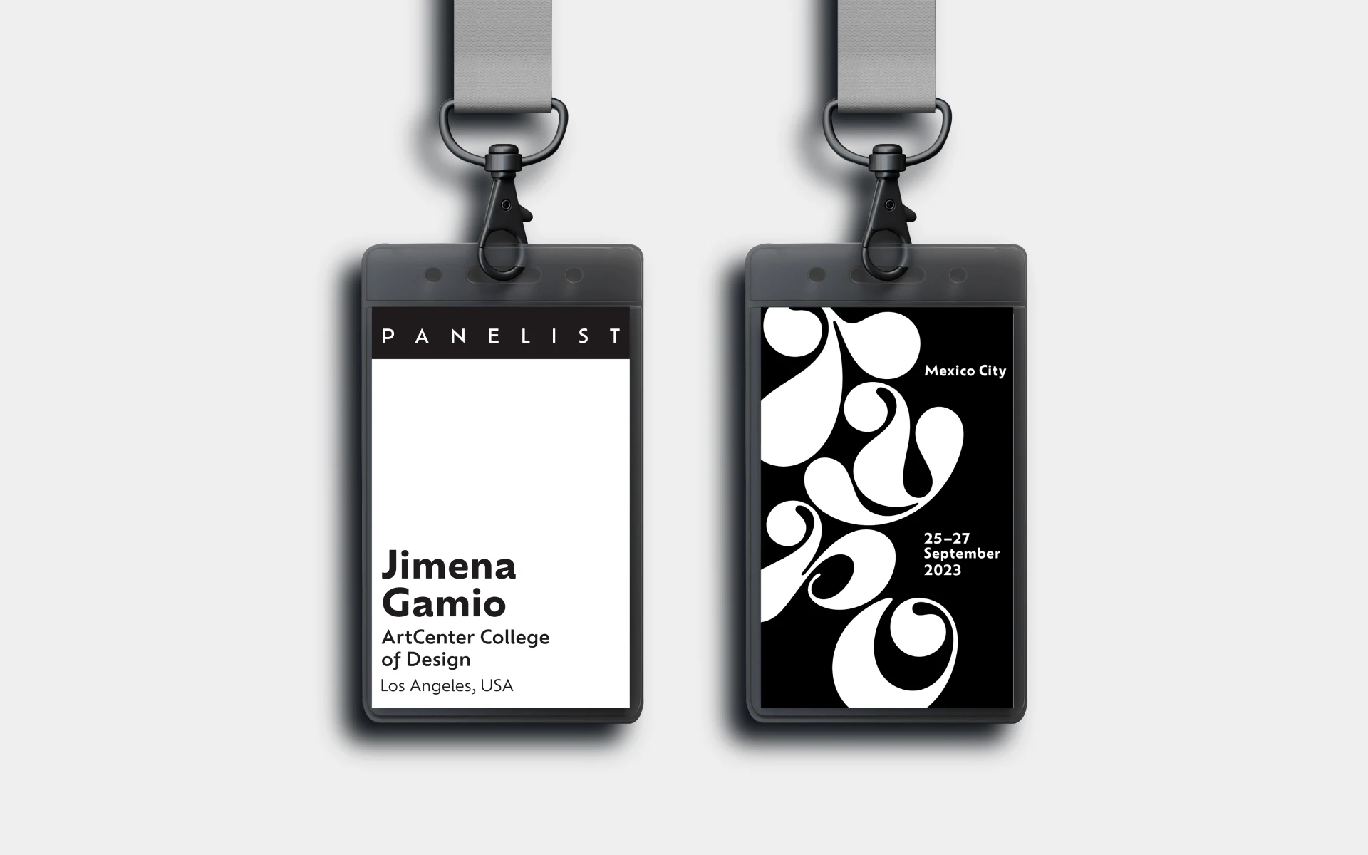Name badges for conference attendees, speakers, and panelists.