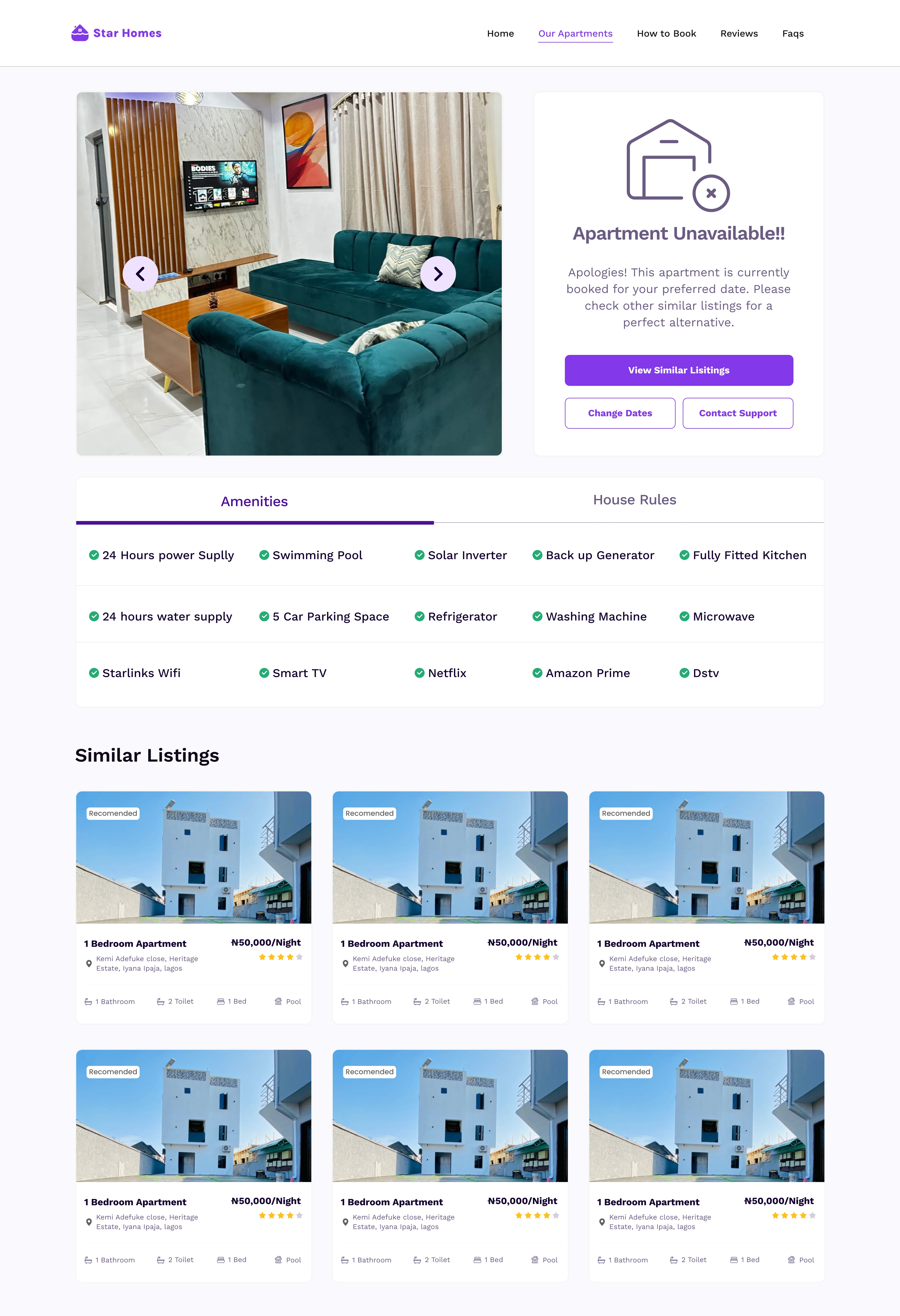 Selected Apartment Unavailable