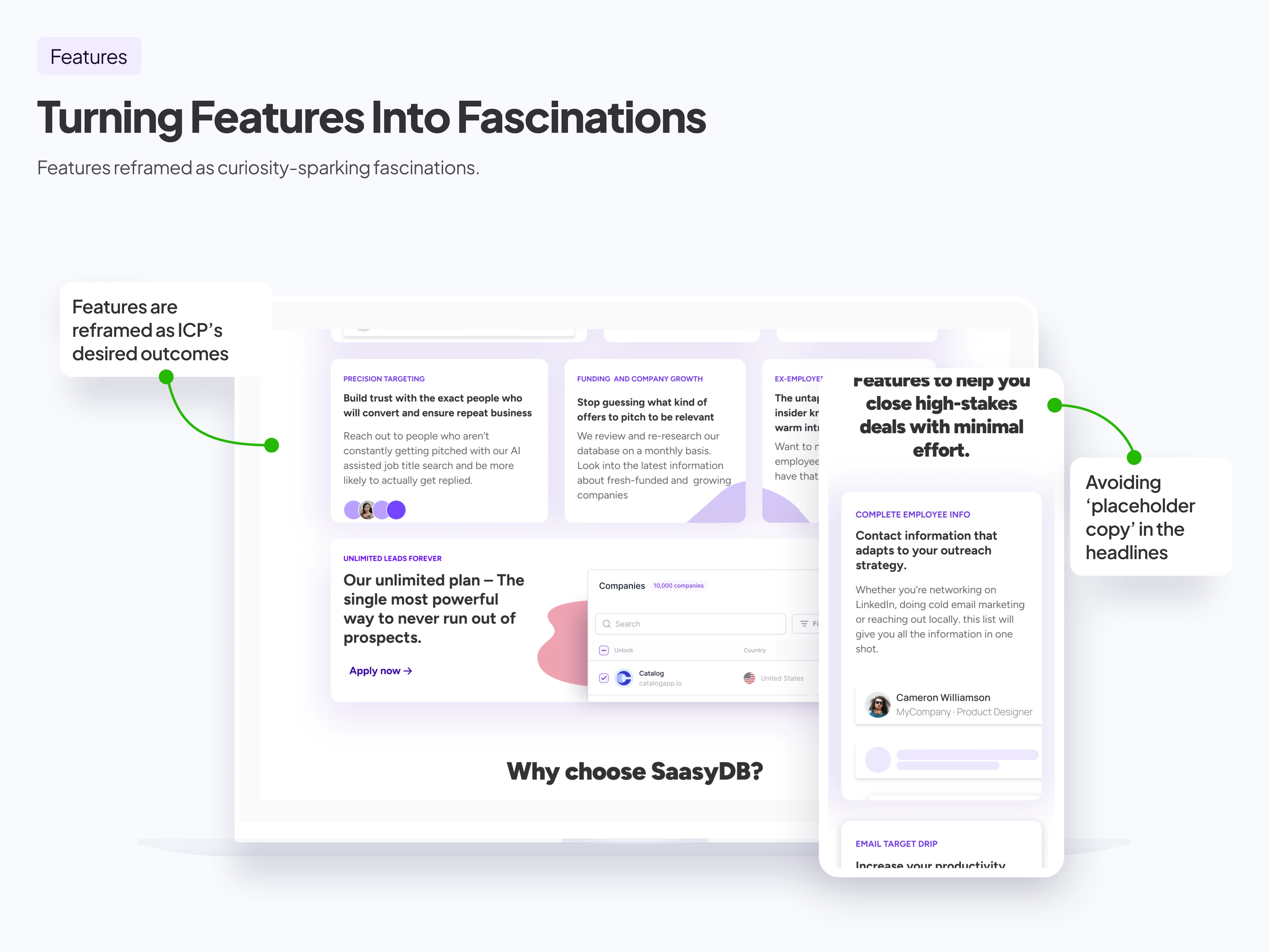 From feature list to fascinations