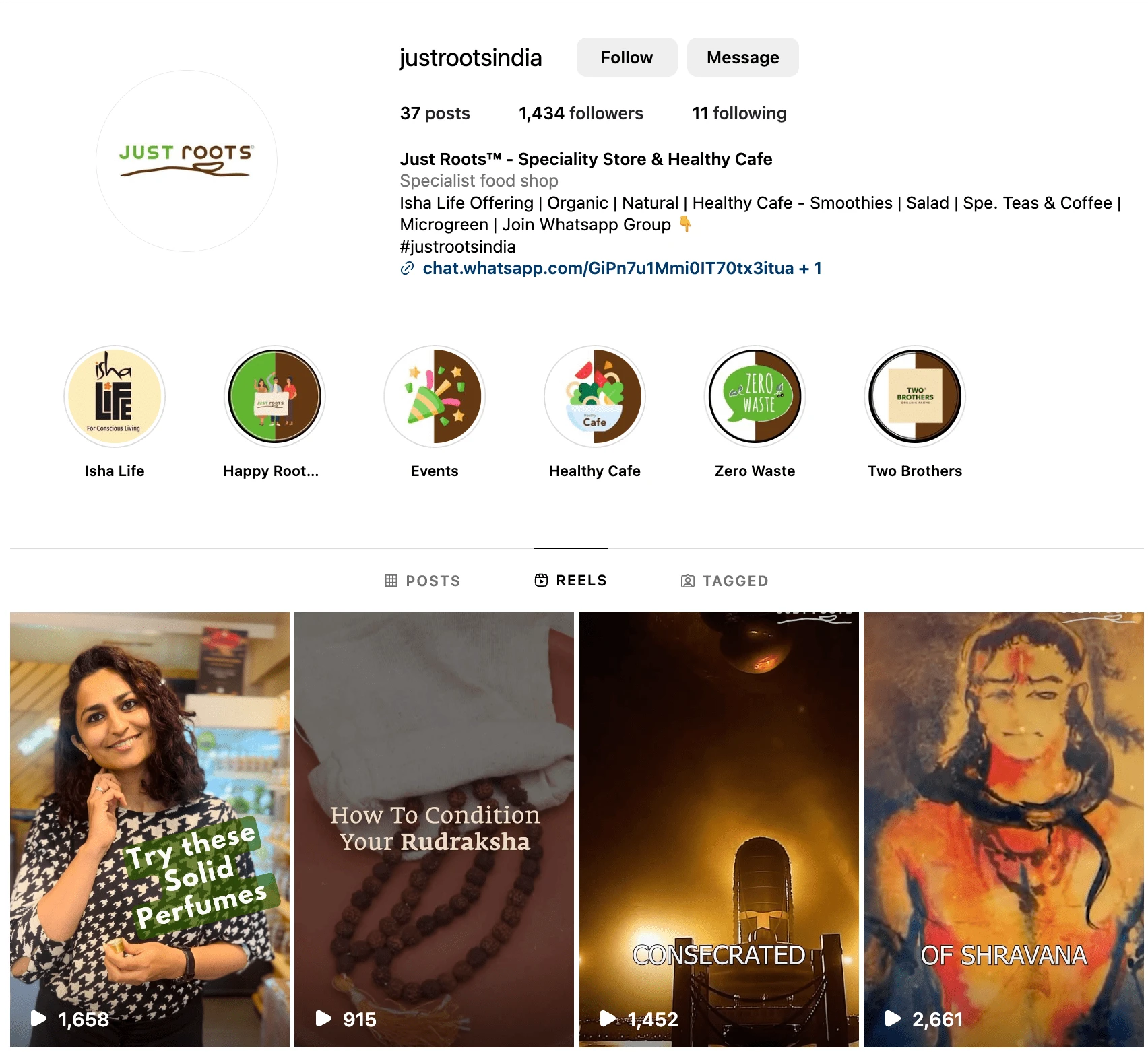 Justroots is an Instagram handle for Isha Life Offering