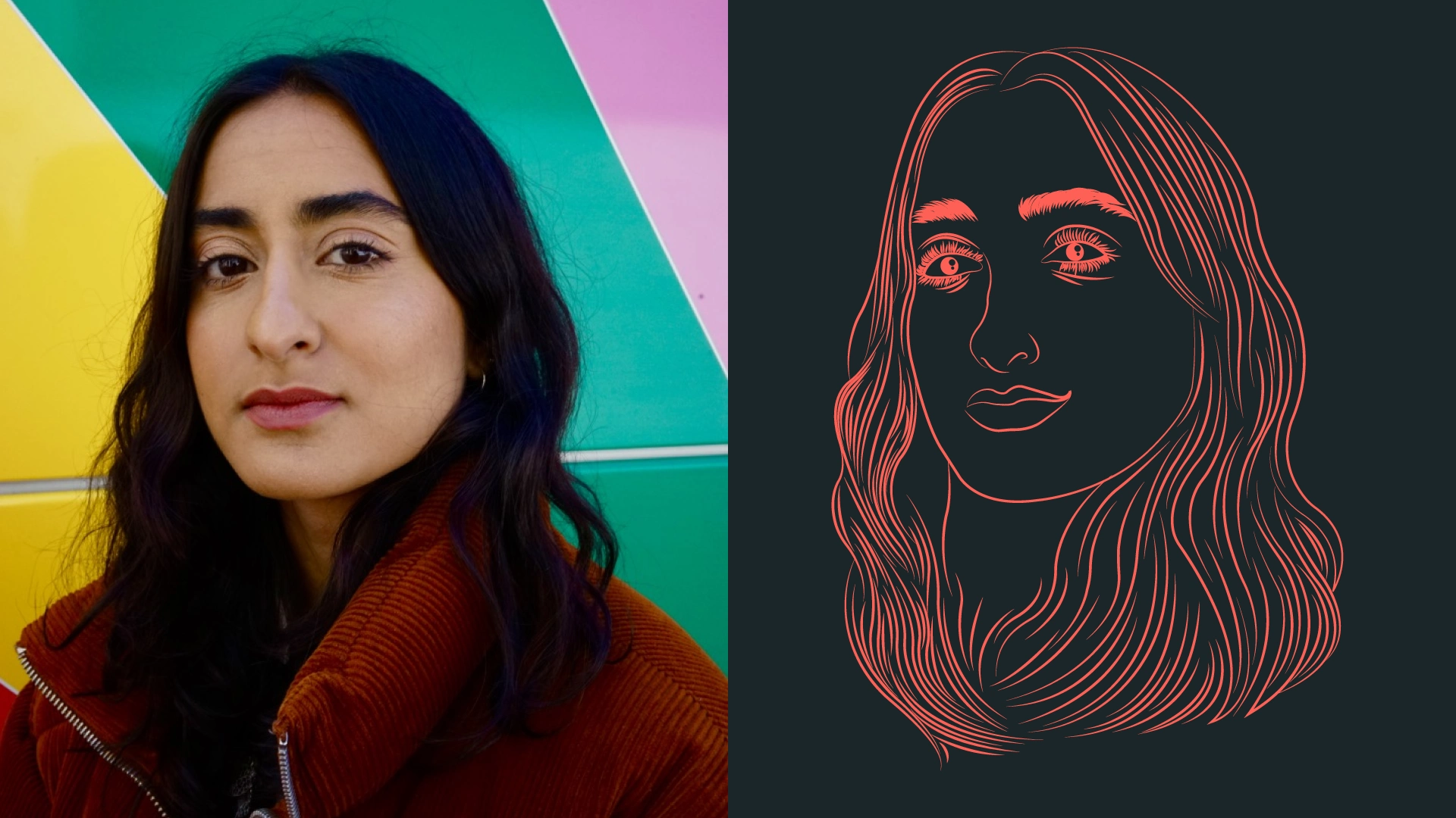 I started off with a minimal, vectorized version of her portrait.