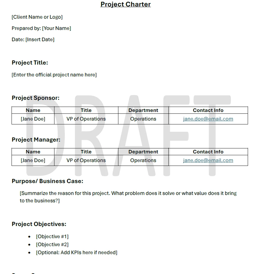 Project Charter Example