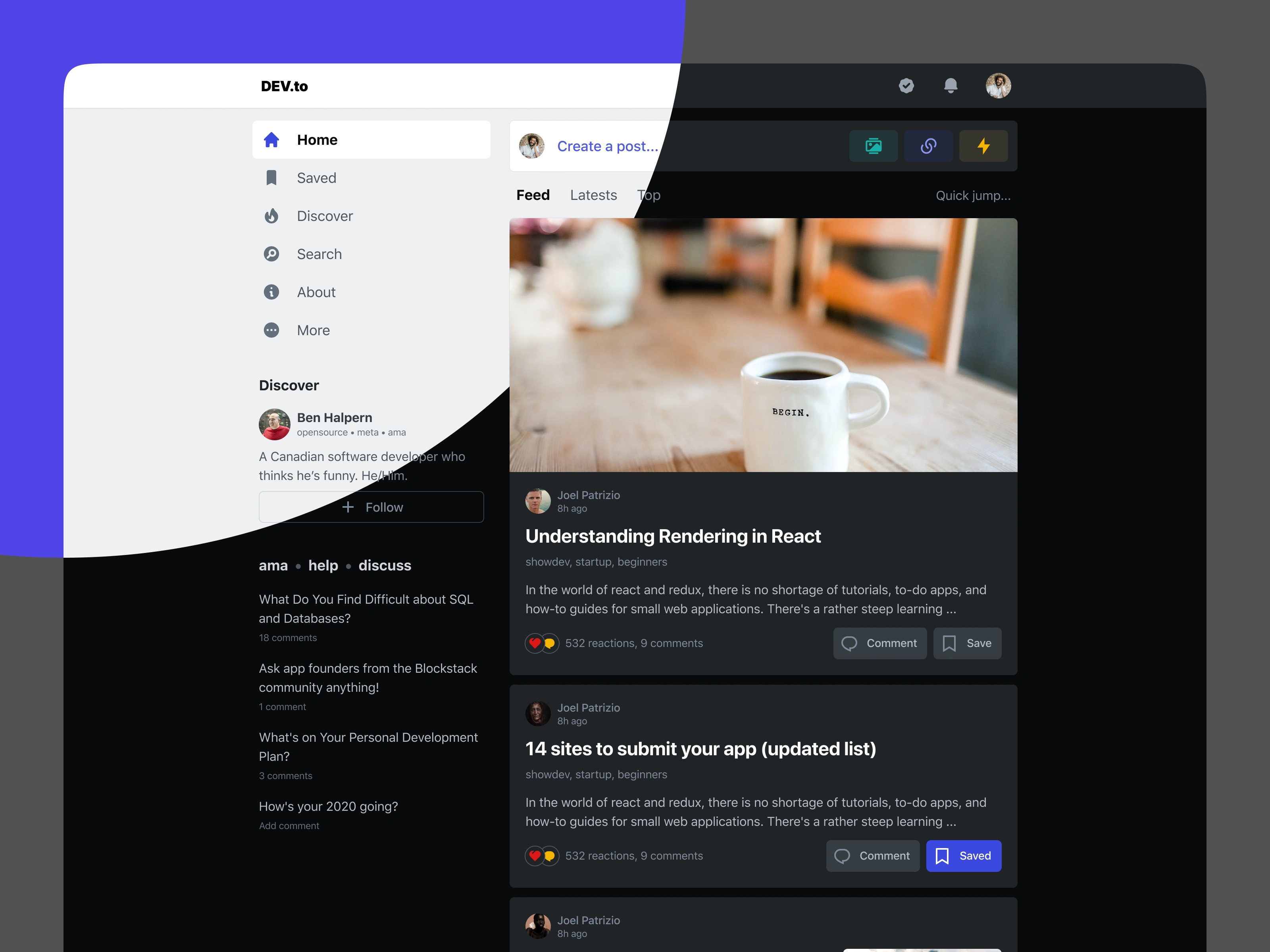 Built from scratch design system for legacy codebase finally enabling users to use dark mode.