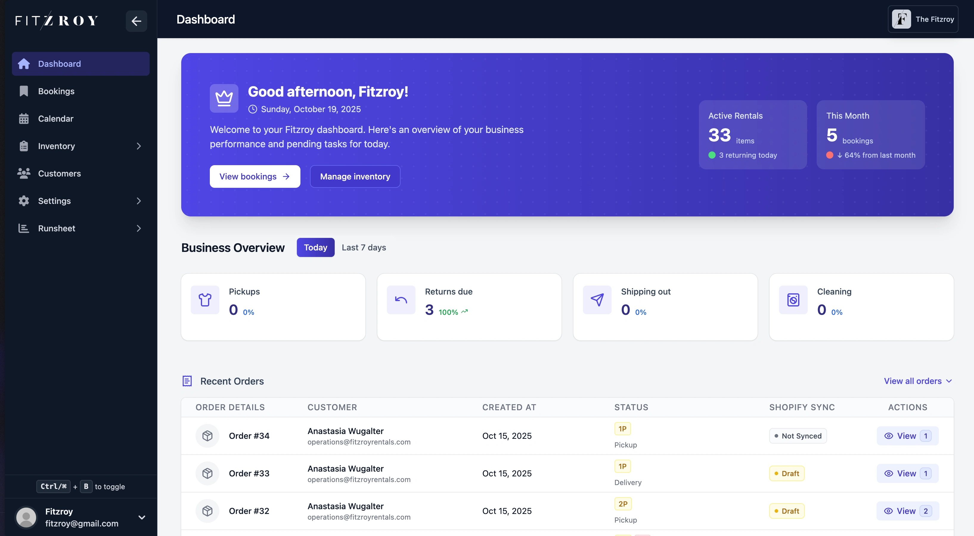 Bookings Overview 