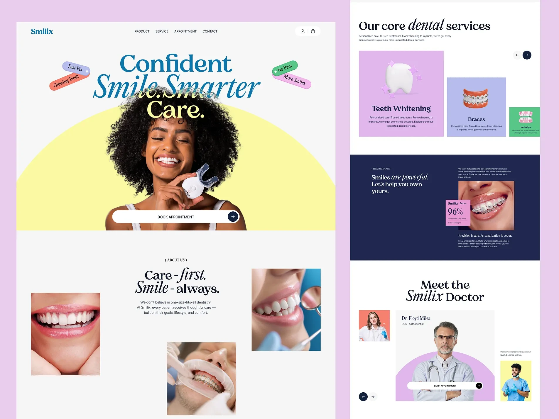Smilix — Dental Care Web Design | Awaiz Kazi
