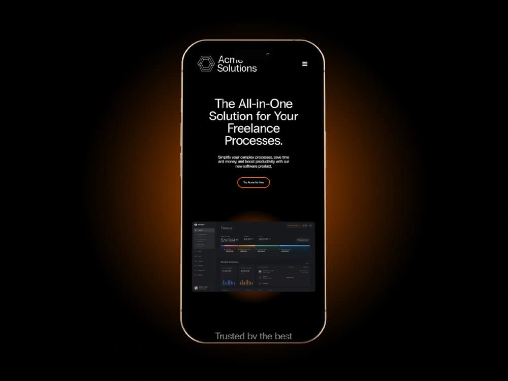 Acme Solutions is a Webflow website
mobile view