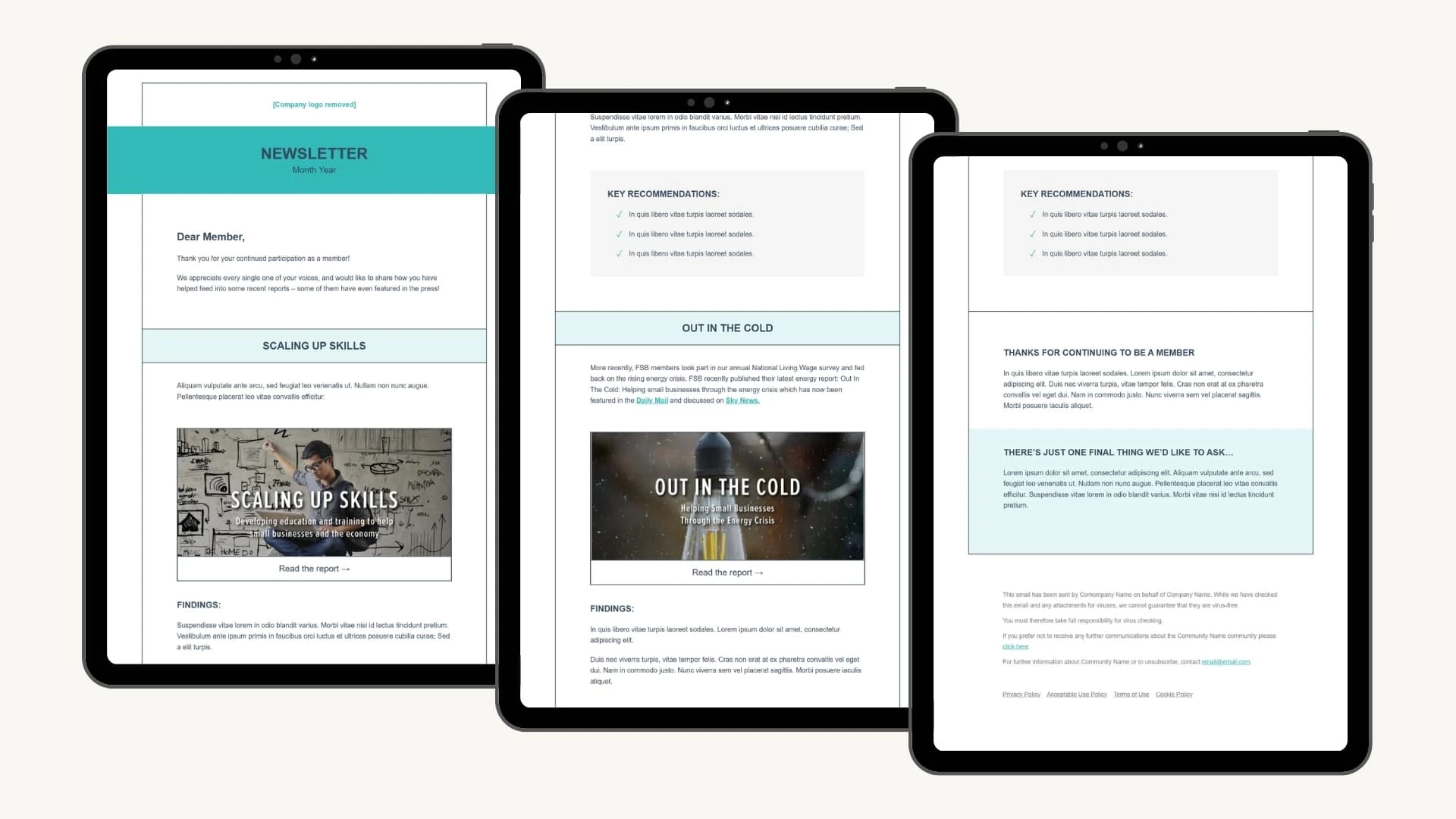 Newsletter on tablet