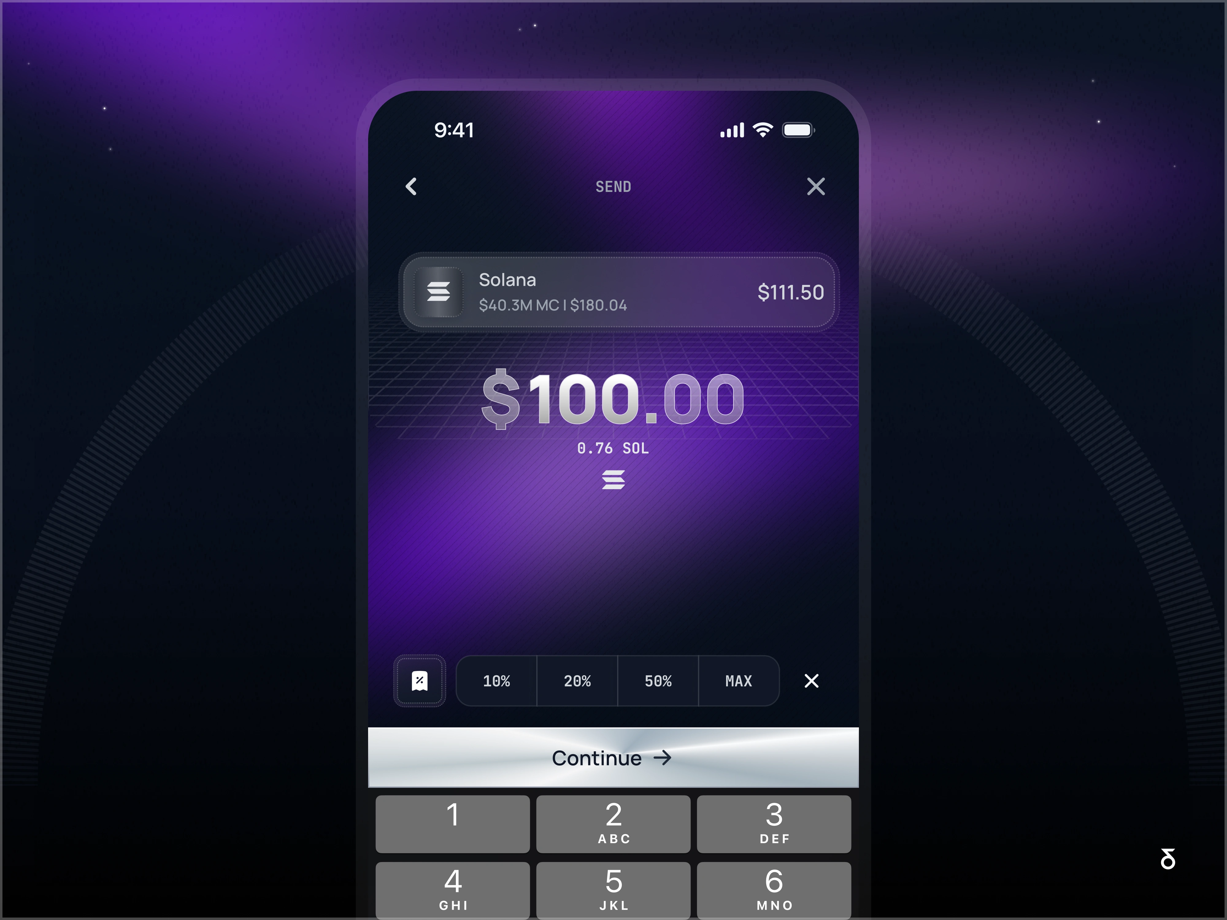 'Quick Inputs' via percentages (%) 10% / 20% / 50% as well as amounts +10 +20 +50