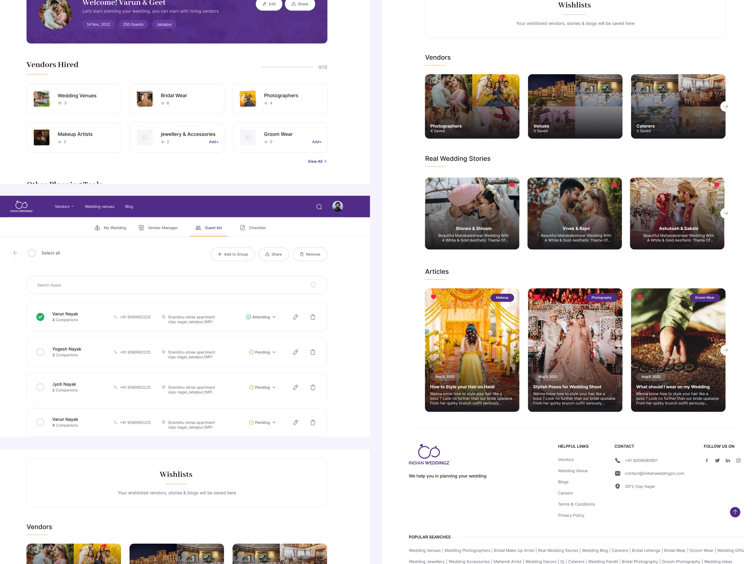 User dashboard & profile