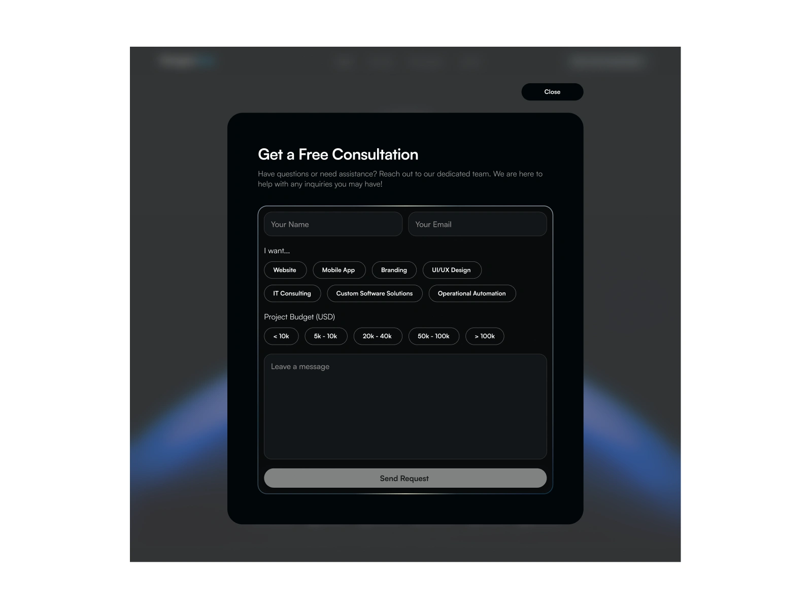 Contact Us Modal Default