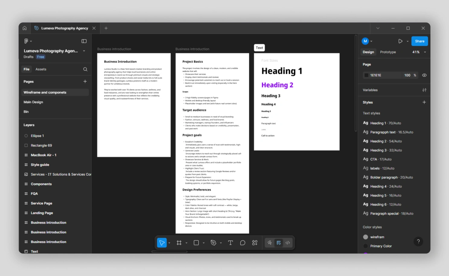 Three documents where plans of the website are written