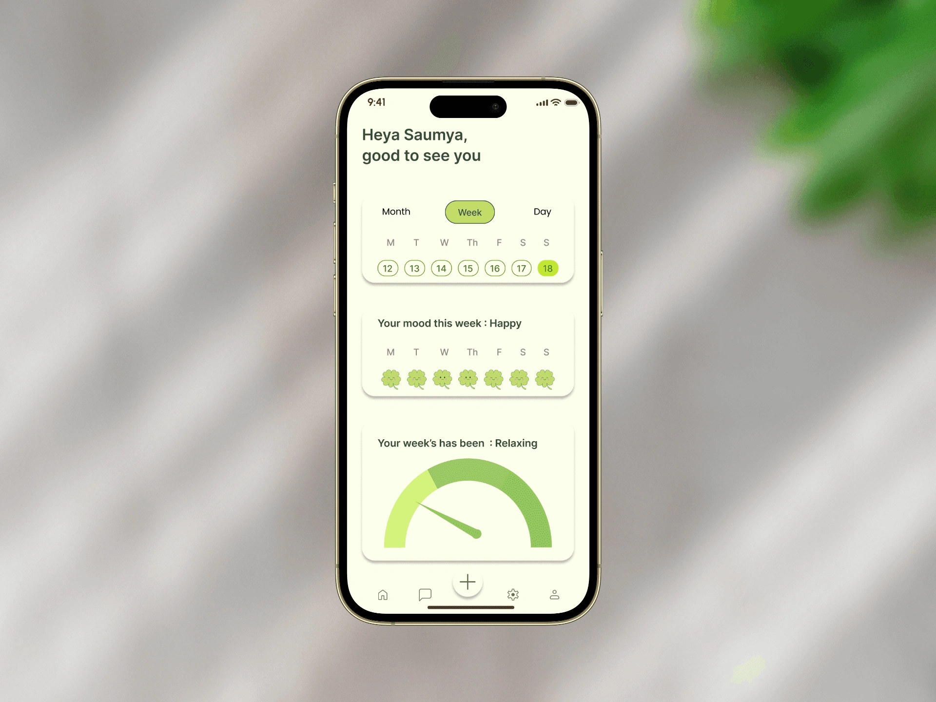 AI mental health mobile app insights dashboard screen