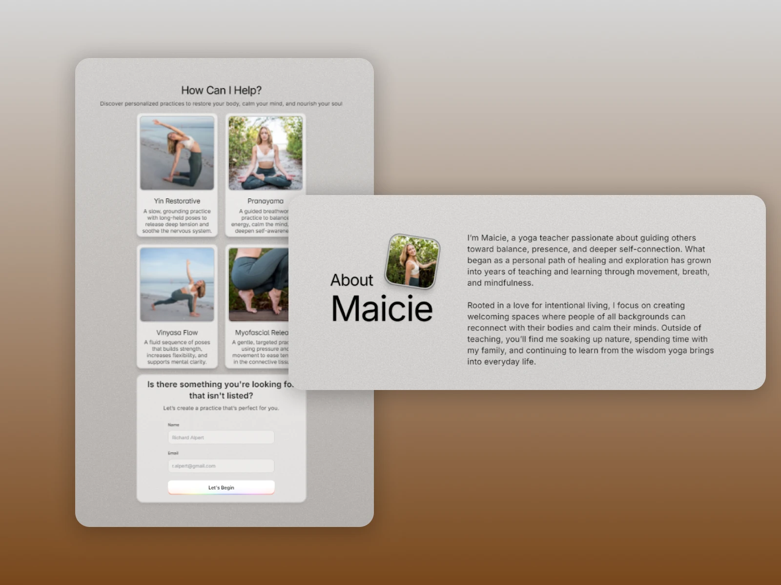 It was important to introduce Maicie and layout her services in an approachable, simplistic fashion.