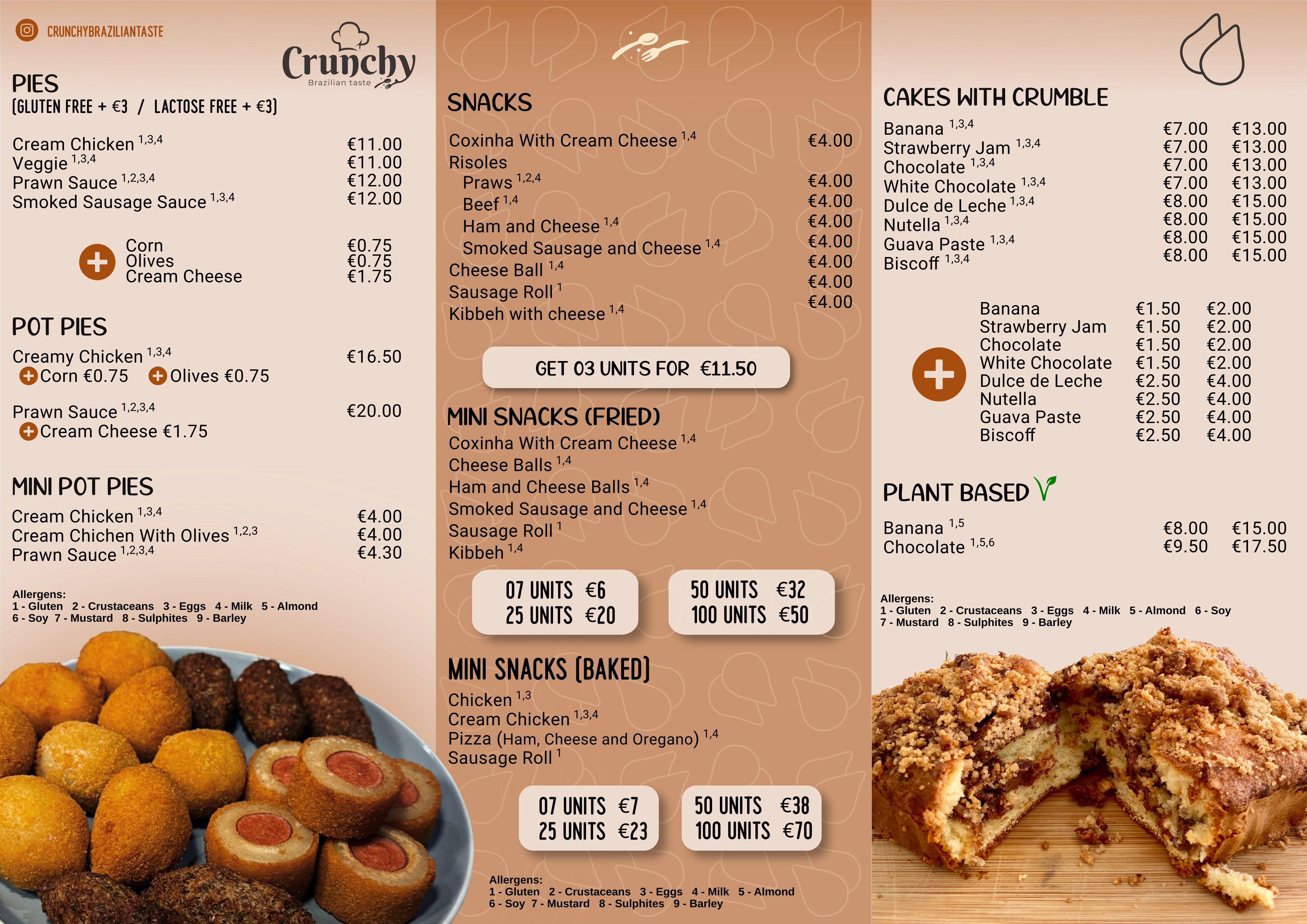 A4 foldable menu for Crunchy