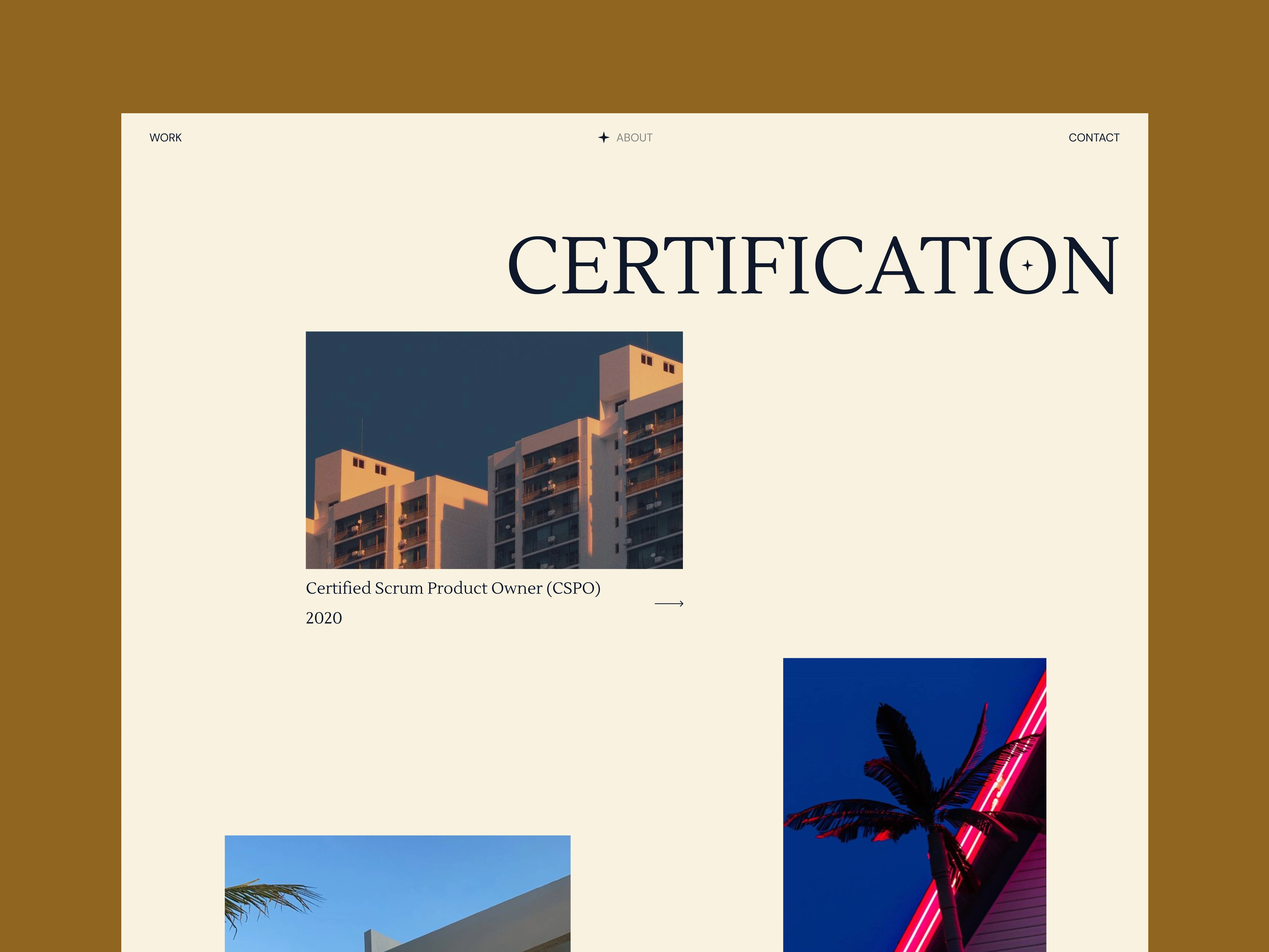 Certificate & achievement section