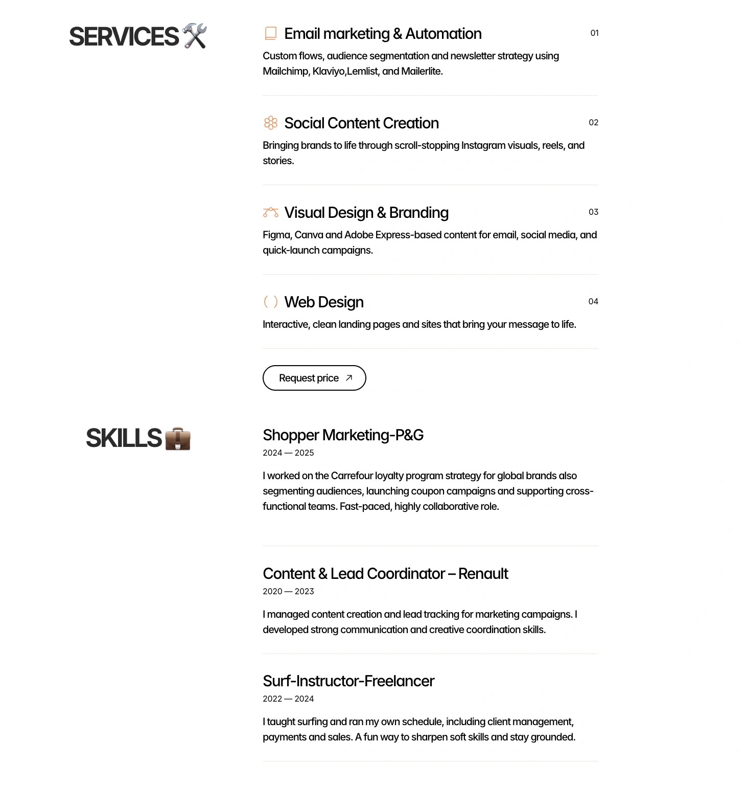 My services and my previous experience