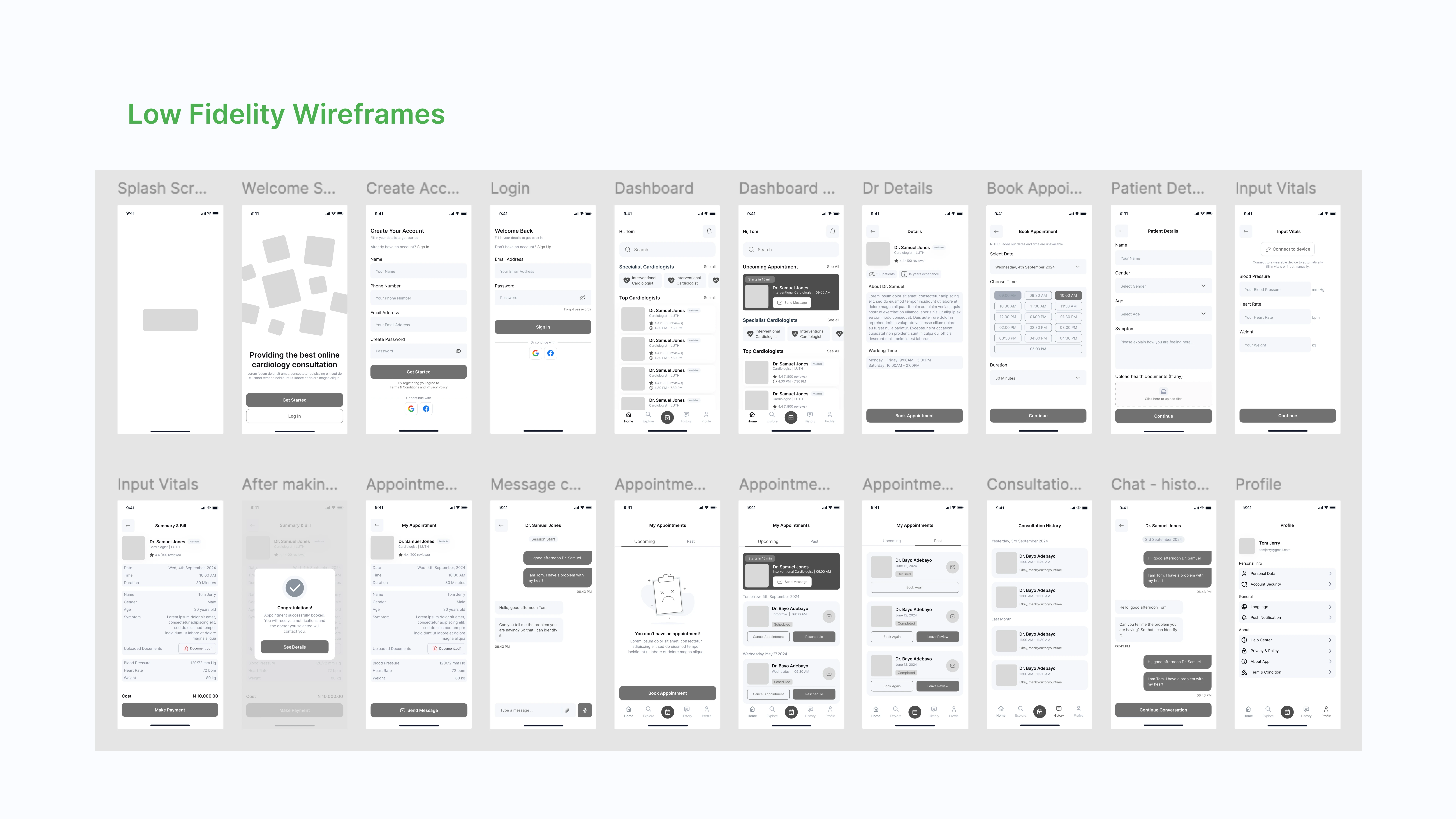 Low Fidelity Wireframes