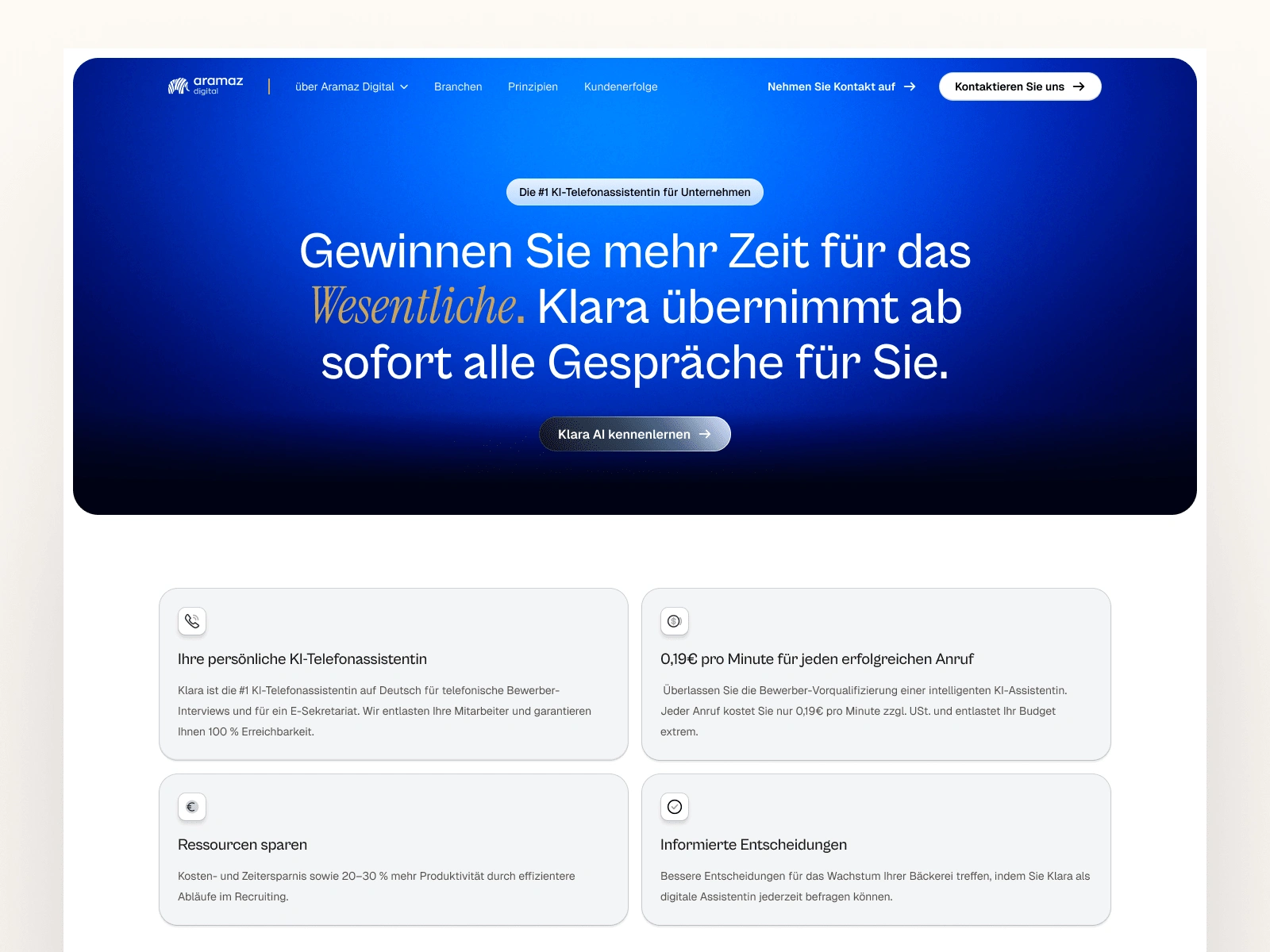 Klara AI Page