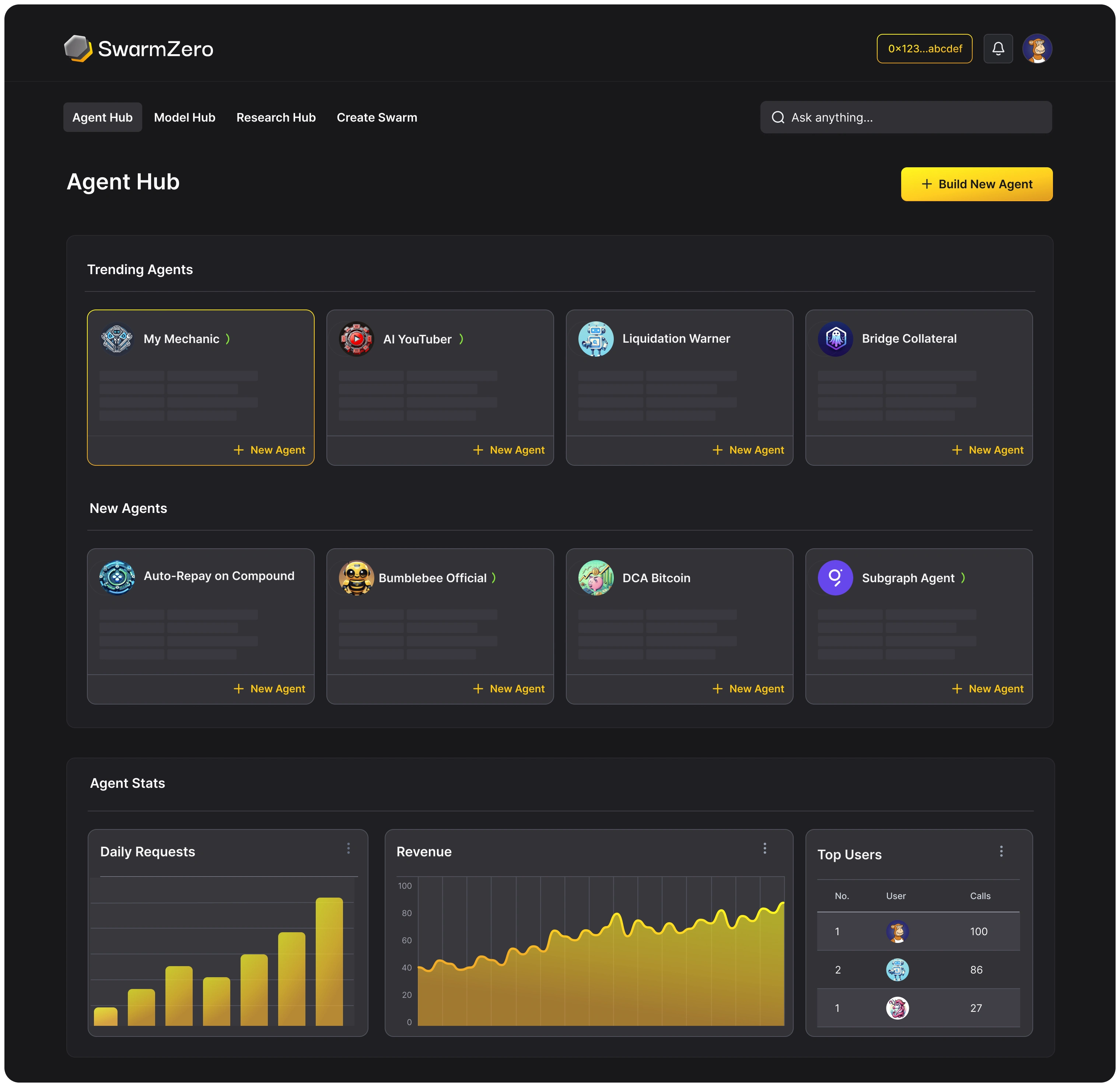 Agents Hub dashboard
