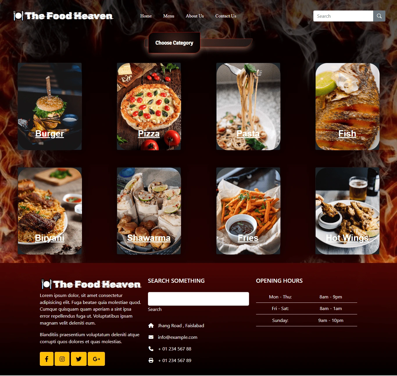 Menu Categories