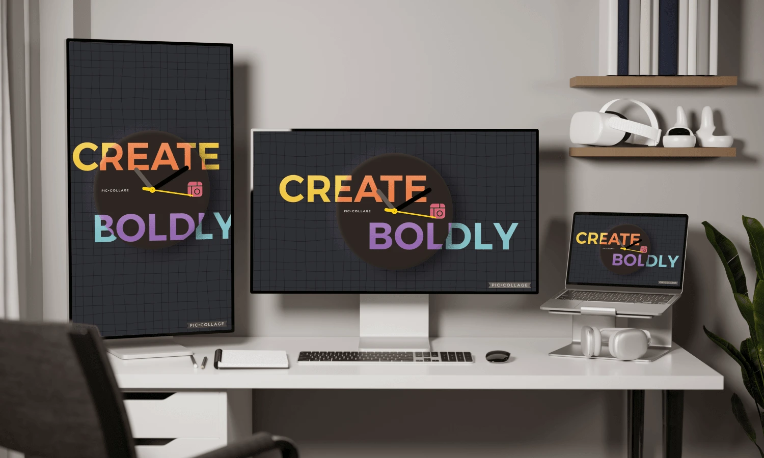 Workspace with Vertical Monitor
