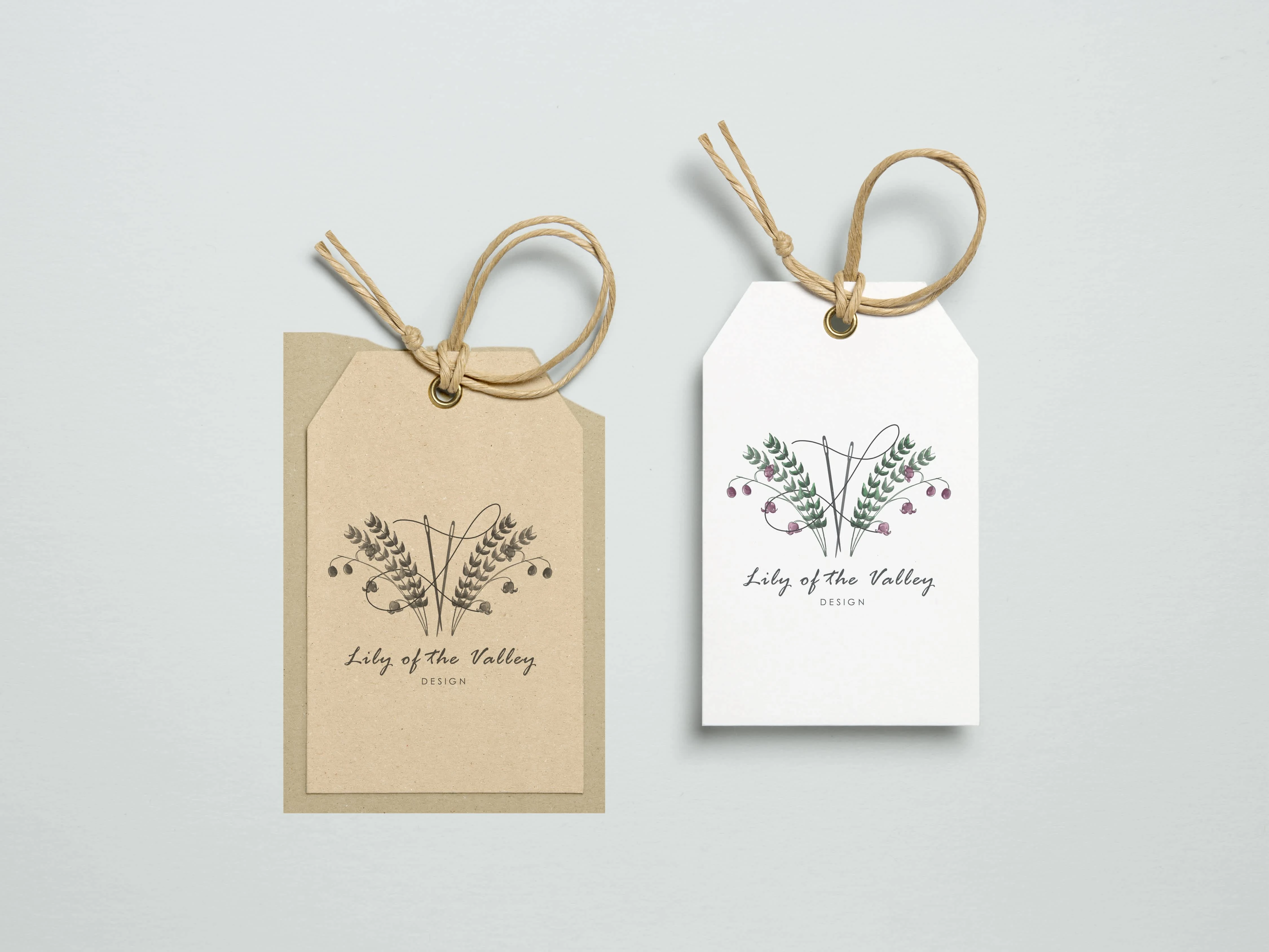 Clothing tags with the company branding