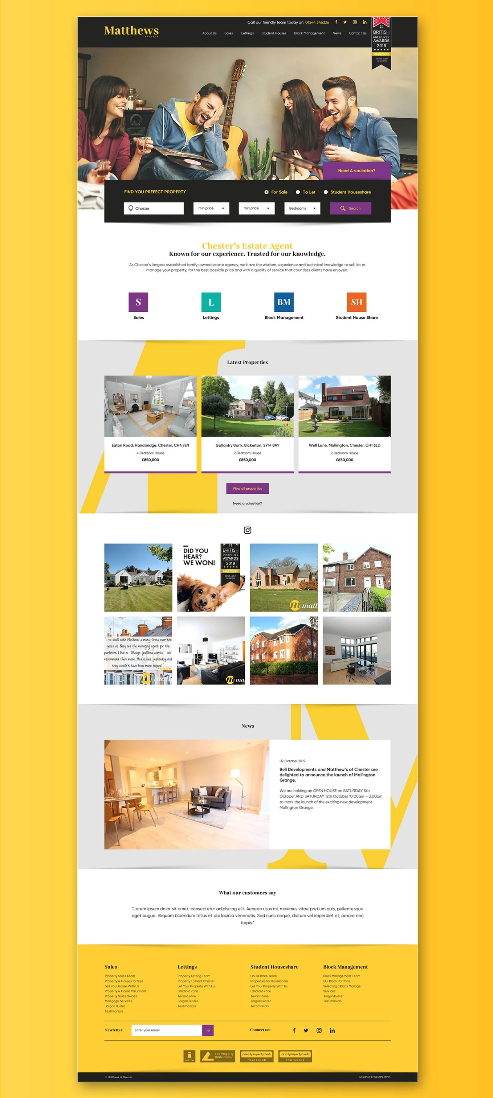 Full home page design for Estate Agent / Realtor website