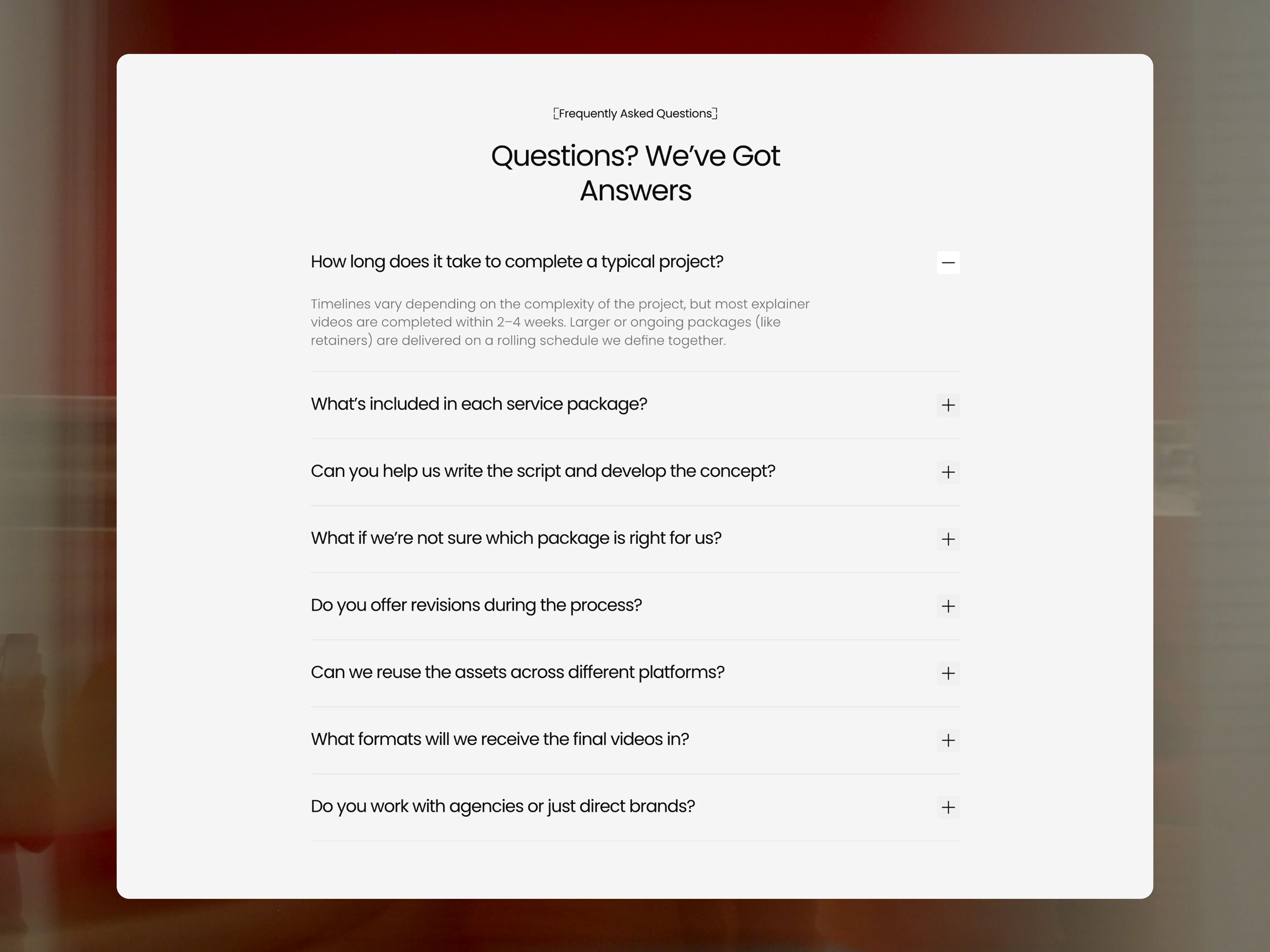 FAQs section