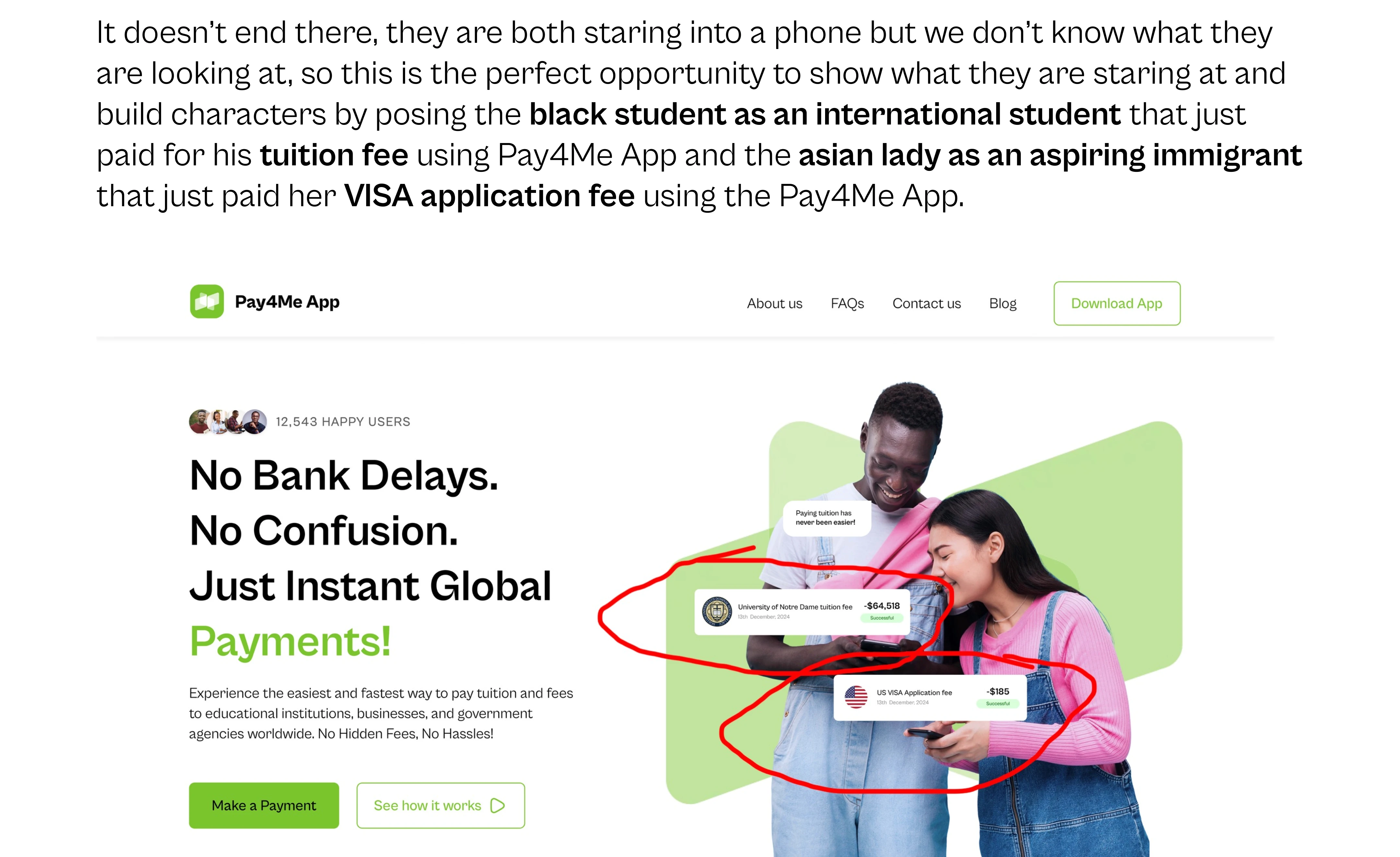 strategically placed elements to explain what they are srating at