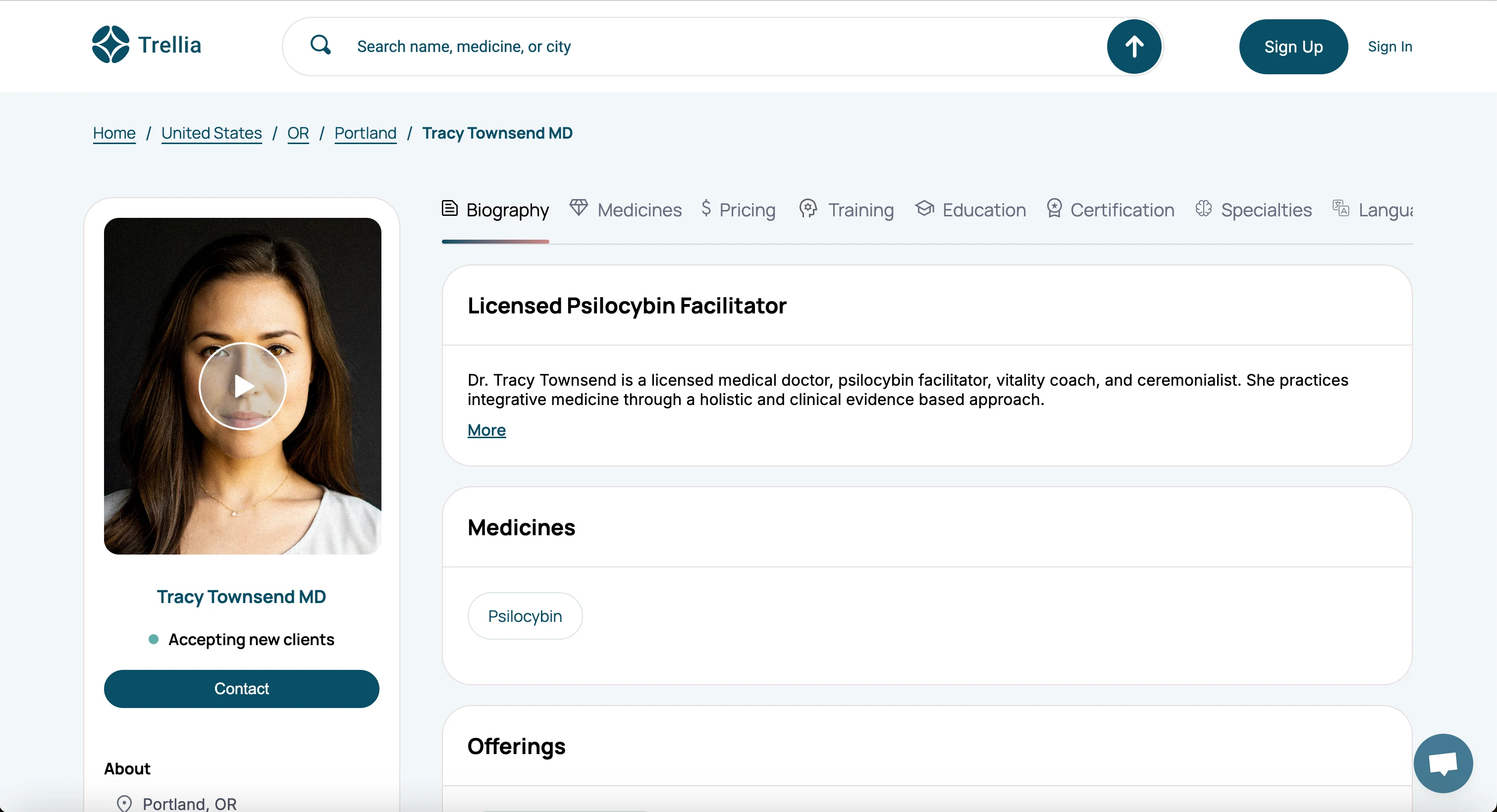 Public facilitator profile page
