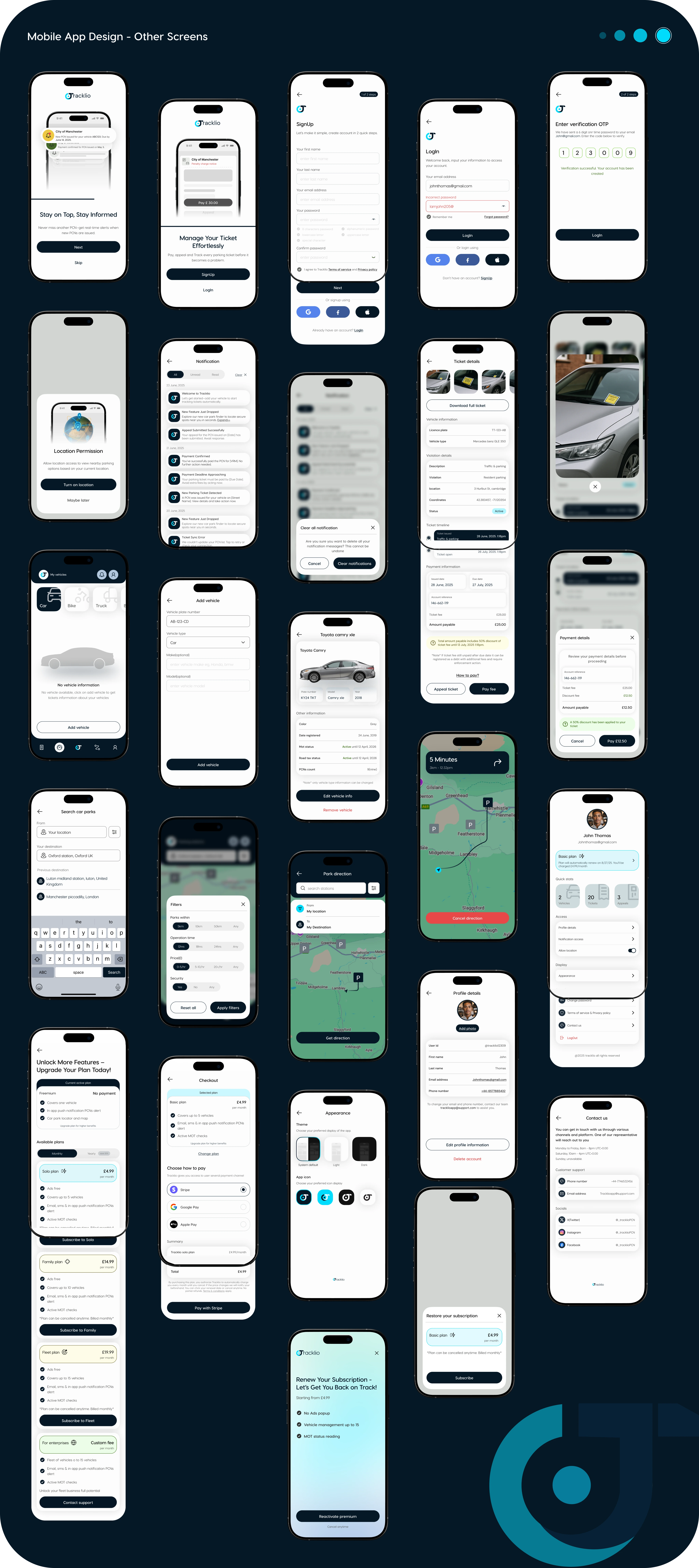 Mobile App Design Screens