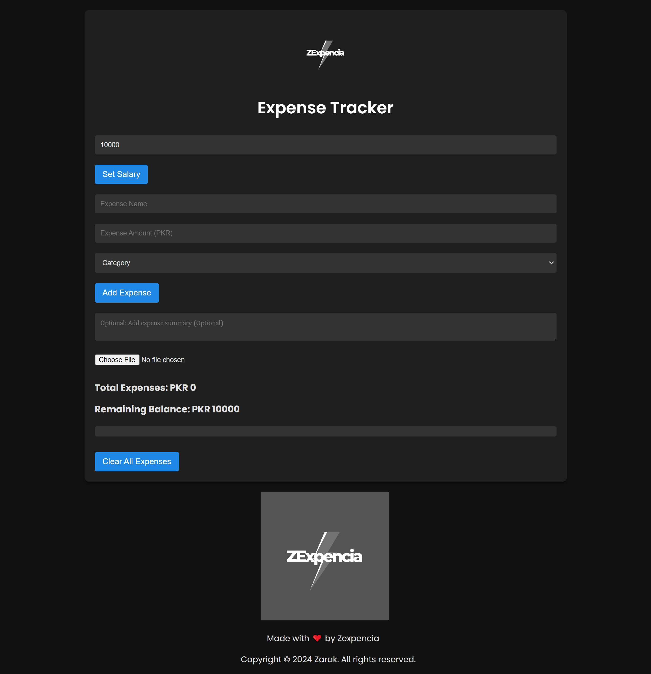 ZEXPENCIA complete screenshot