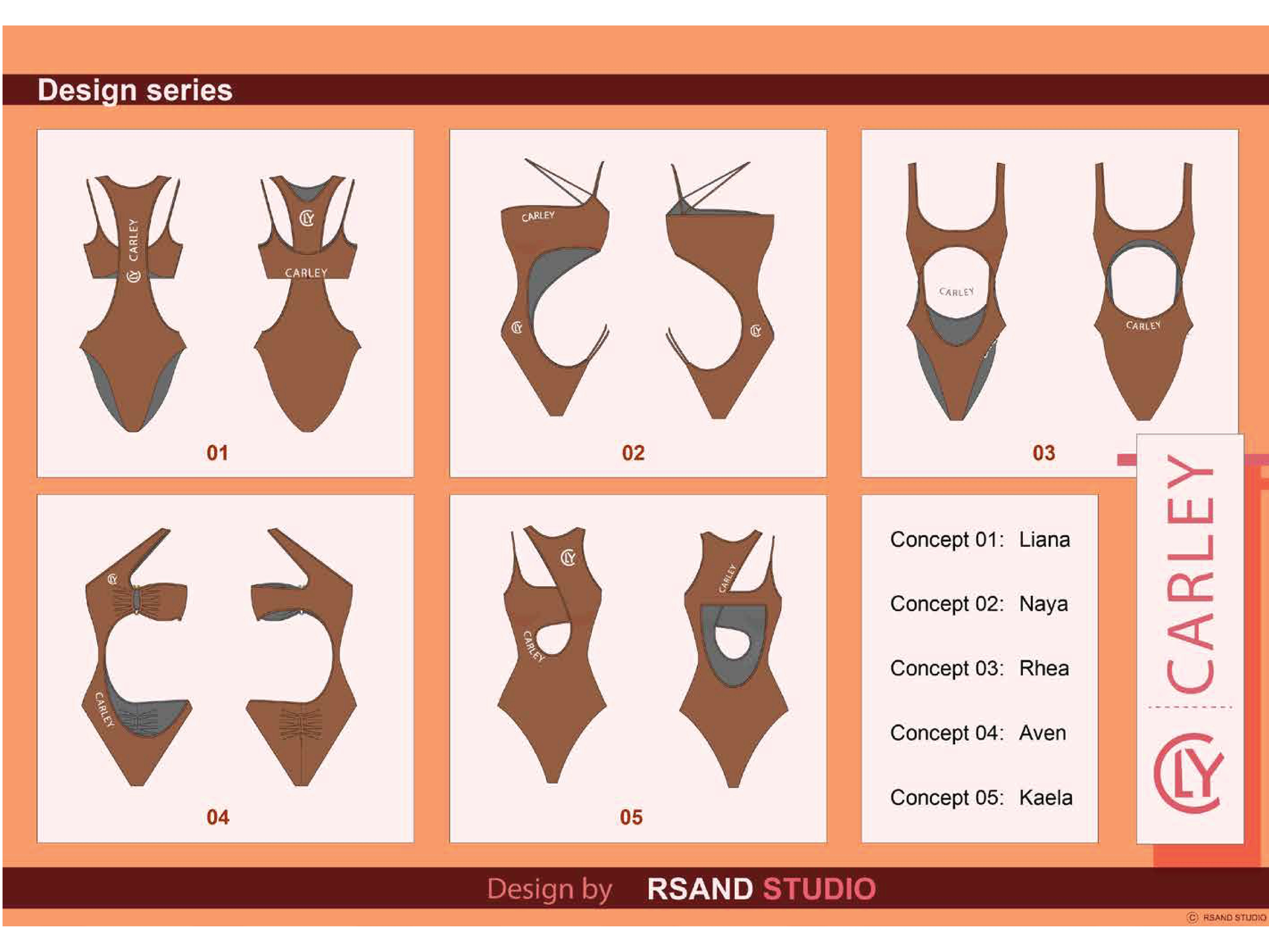 Flat Illustrations of Carley Premium Swim wear Full Collection