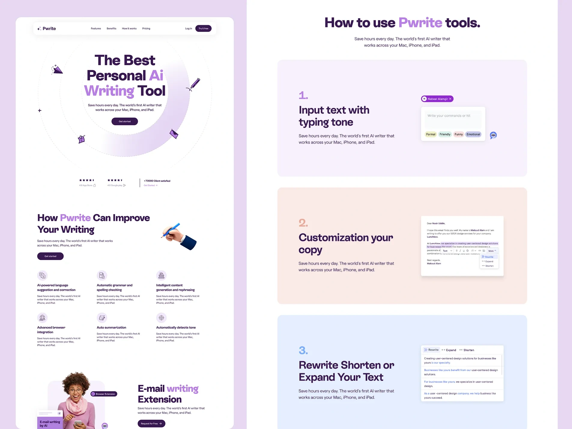 AI Writer — Website for AI-Powered Creative Copywriting Design & Development | Awaiz Kazi

