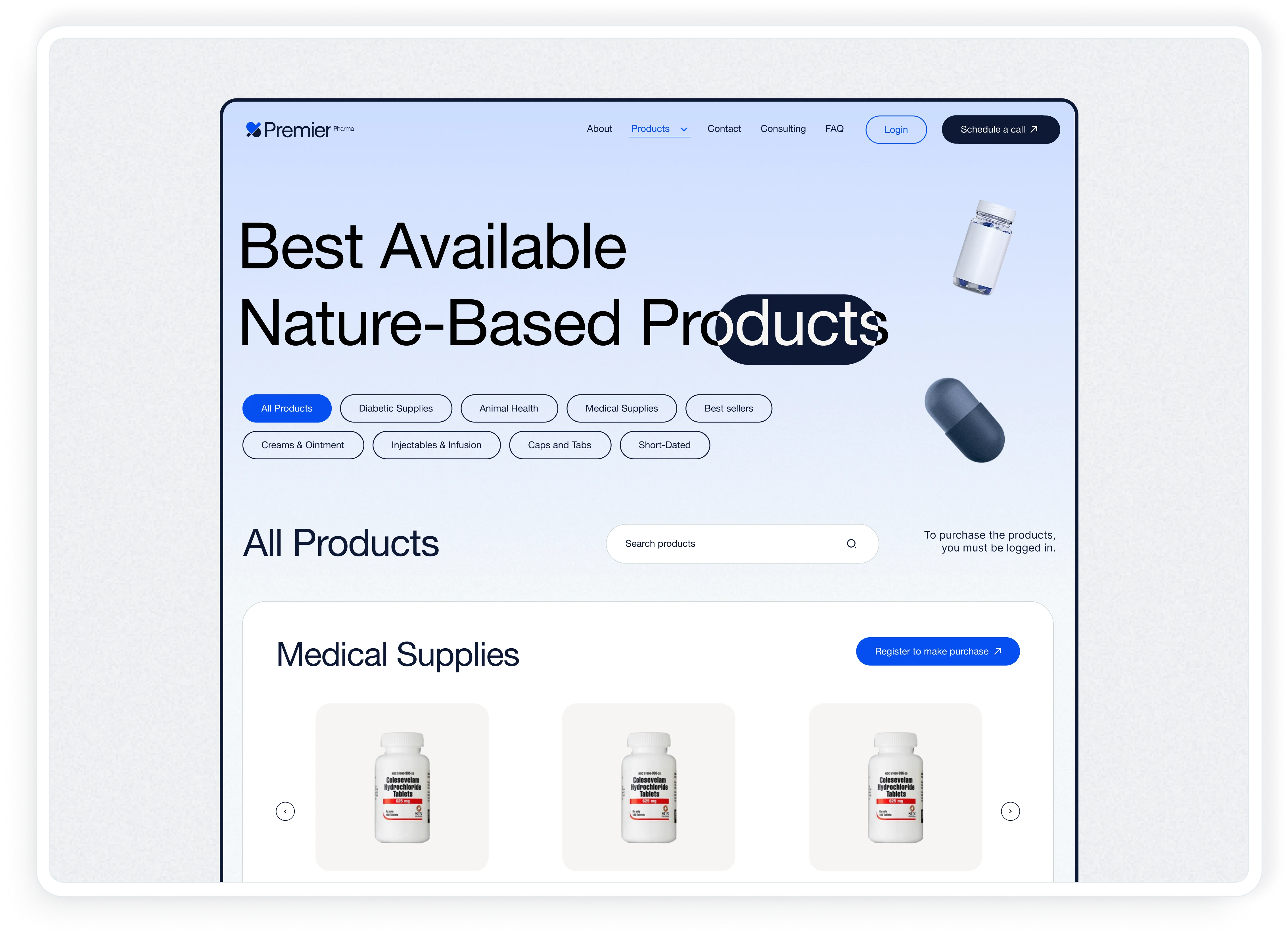 Products page