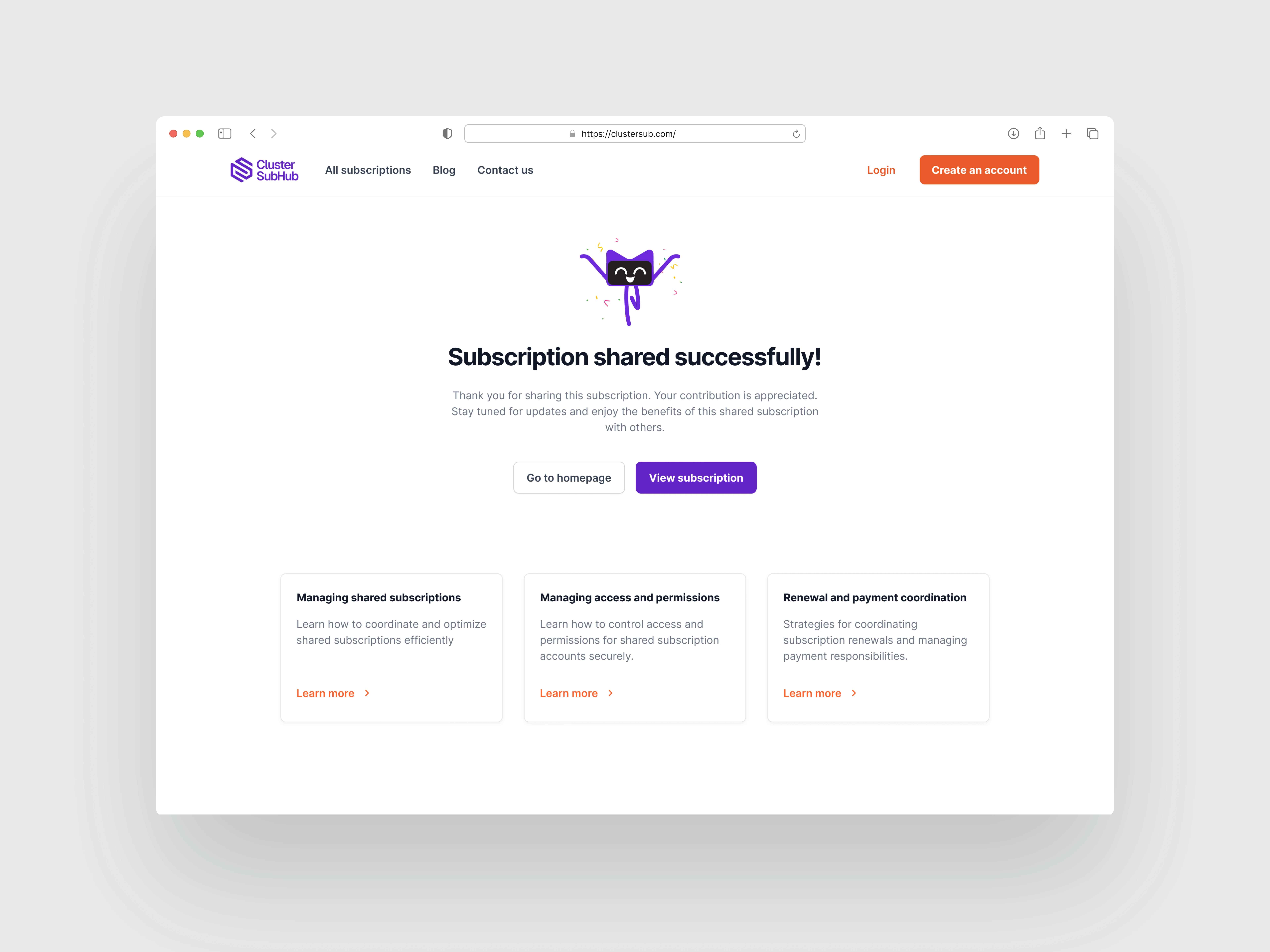Subscription Successfully Created 