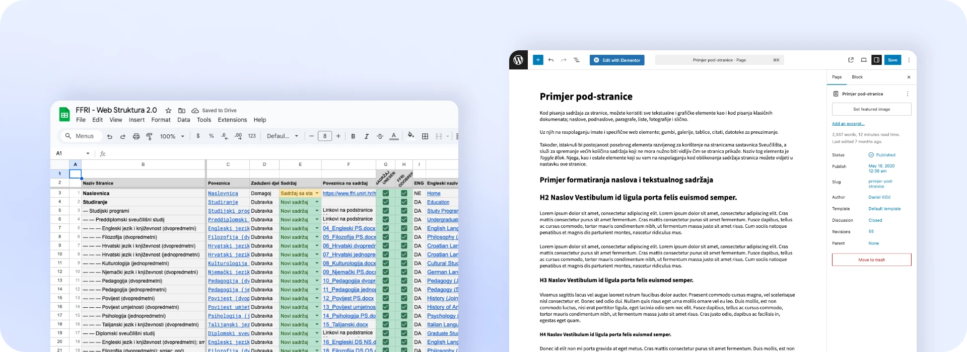 Content migration process: From structured data to formatted content