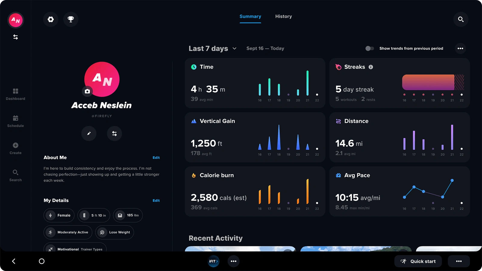 New summary screen — supports both quick check-ins and deep dives.