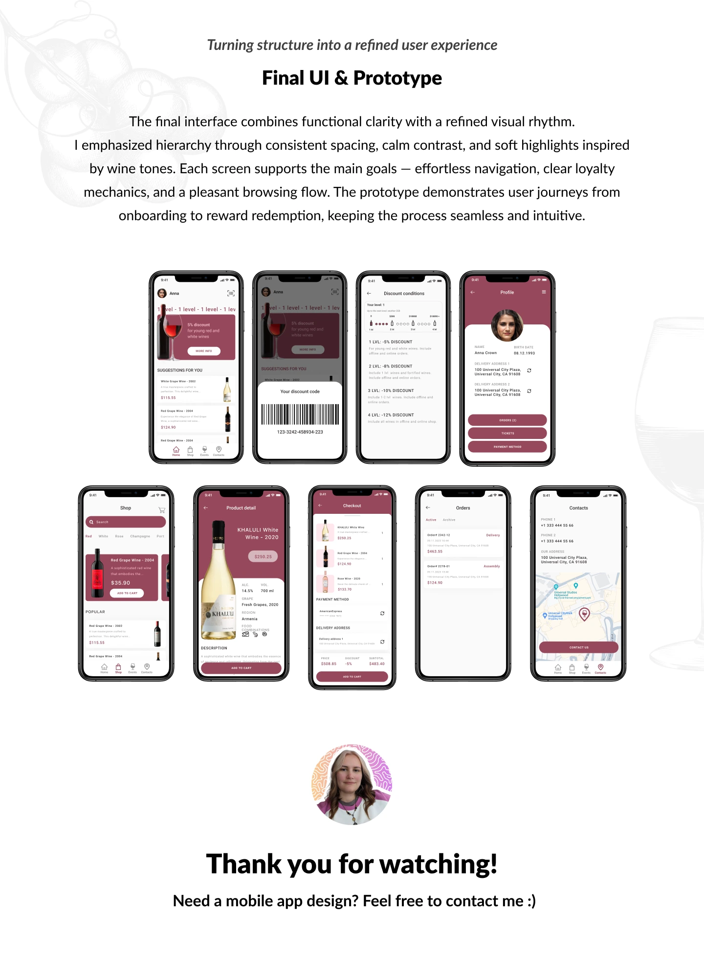 High-fidelity UI demonstrating refined navigation, product browsing, loyalty mechanics, and smooth checkout experience.