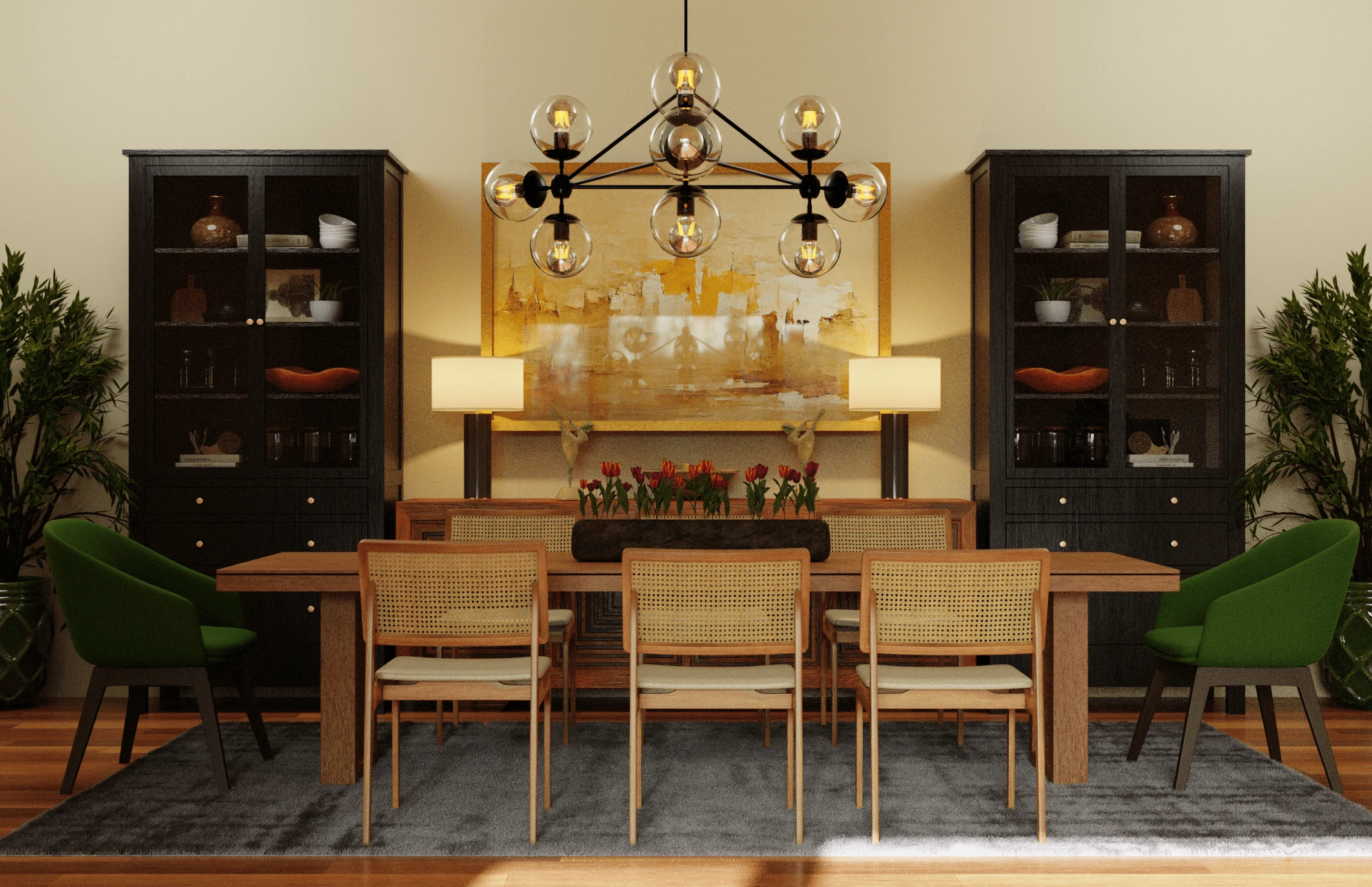 Photorealistic Mid Century Modern Interior Rendering