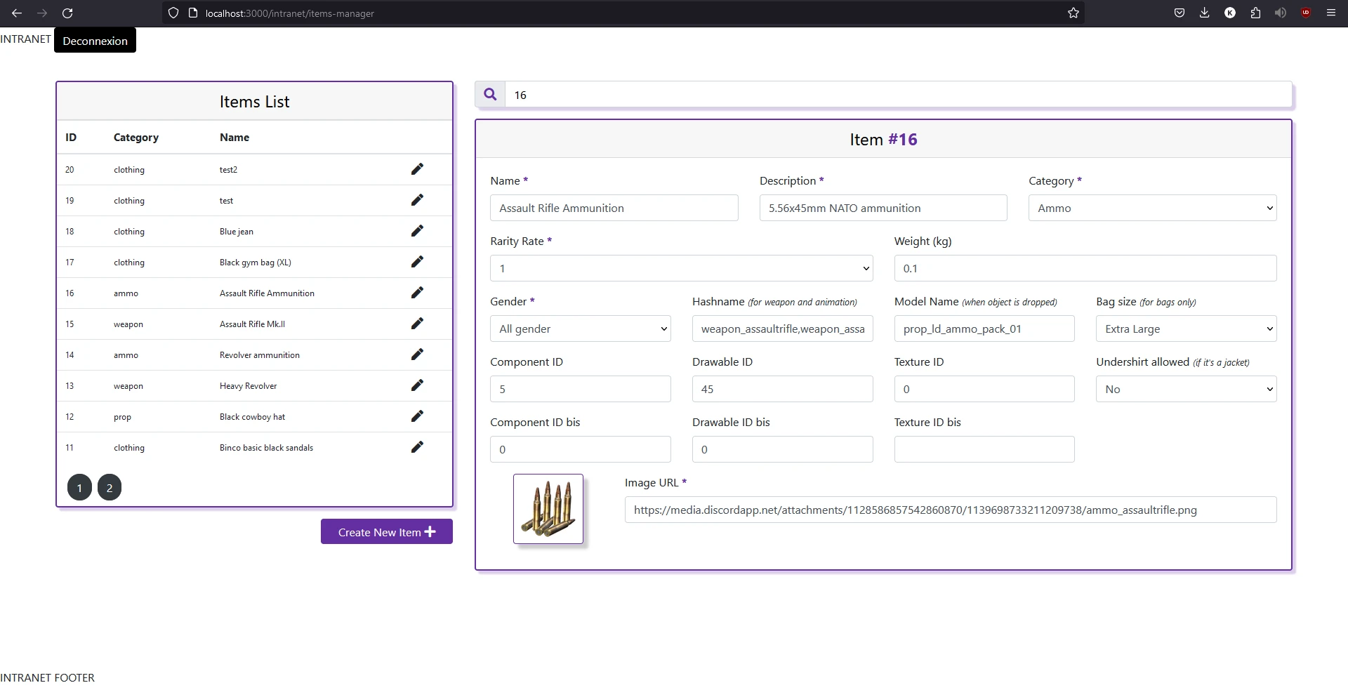 Web app to manage the gamemode (items, players and more)