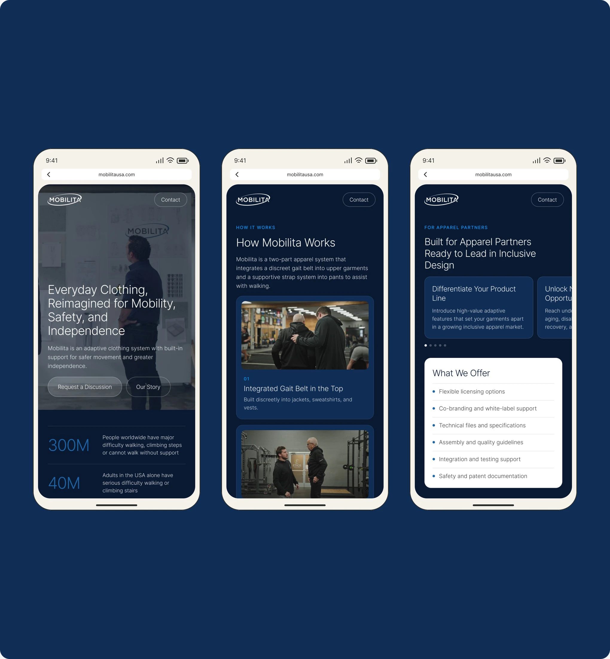 Mobile home redesign, three screens