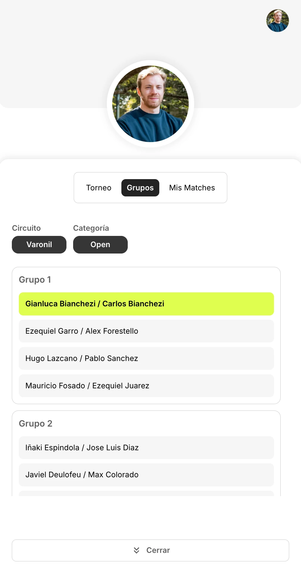 Player Profile - Groups (Mobile)