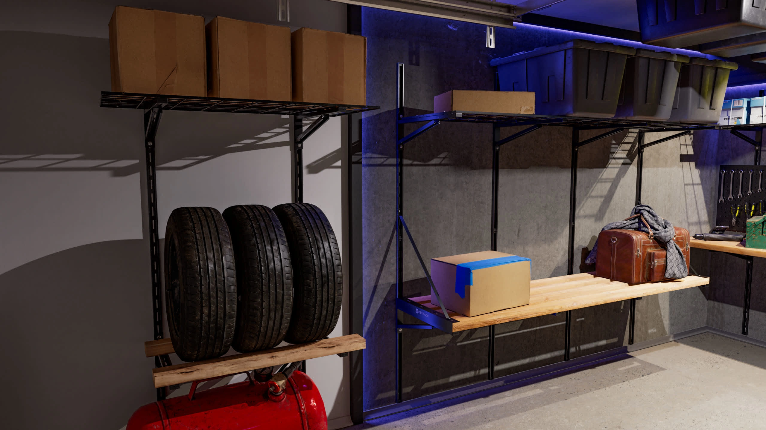 Single Garage Organized with Ezyracks - Medium Shot 1
