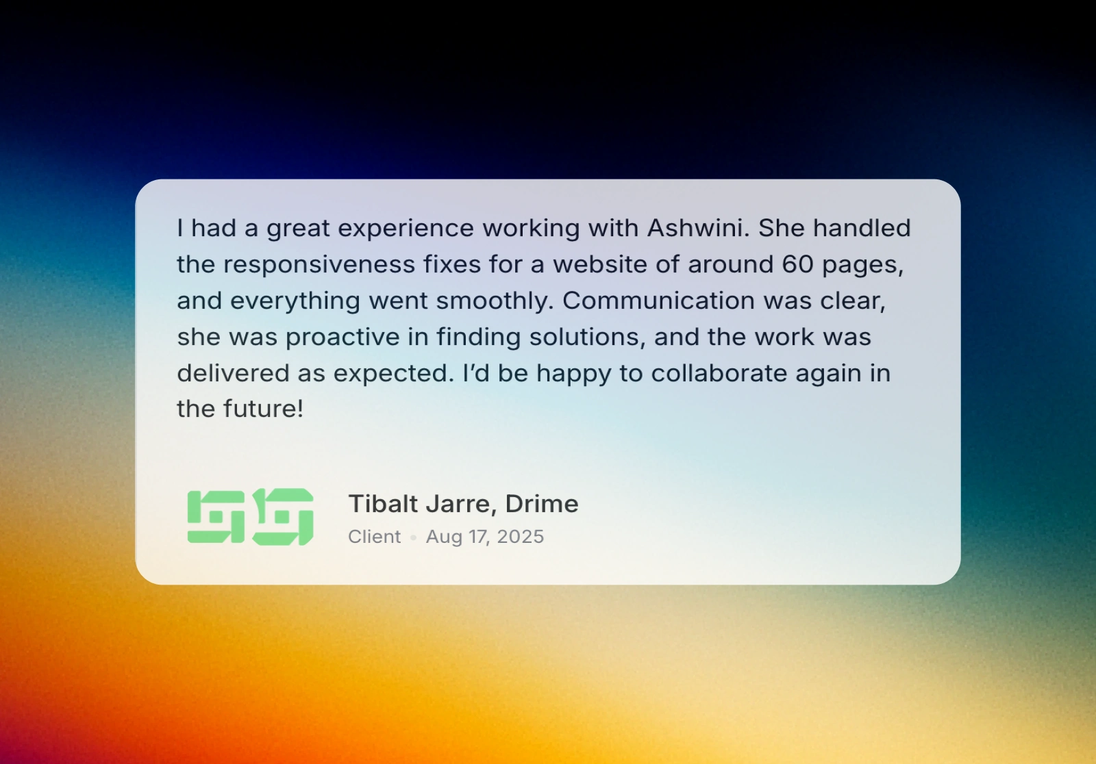 Client's Testimonial