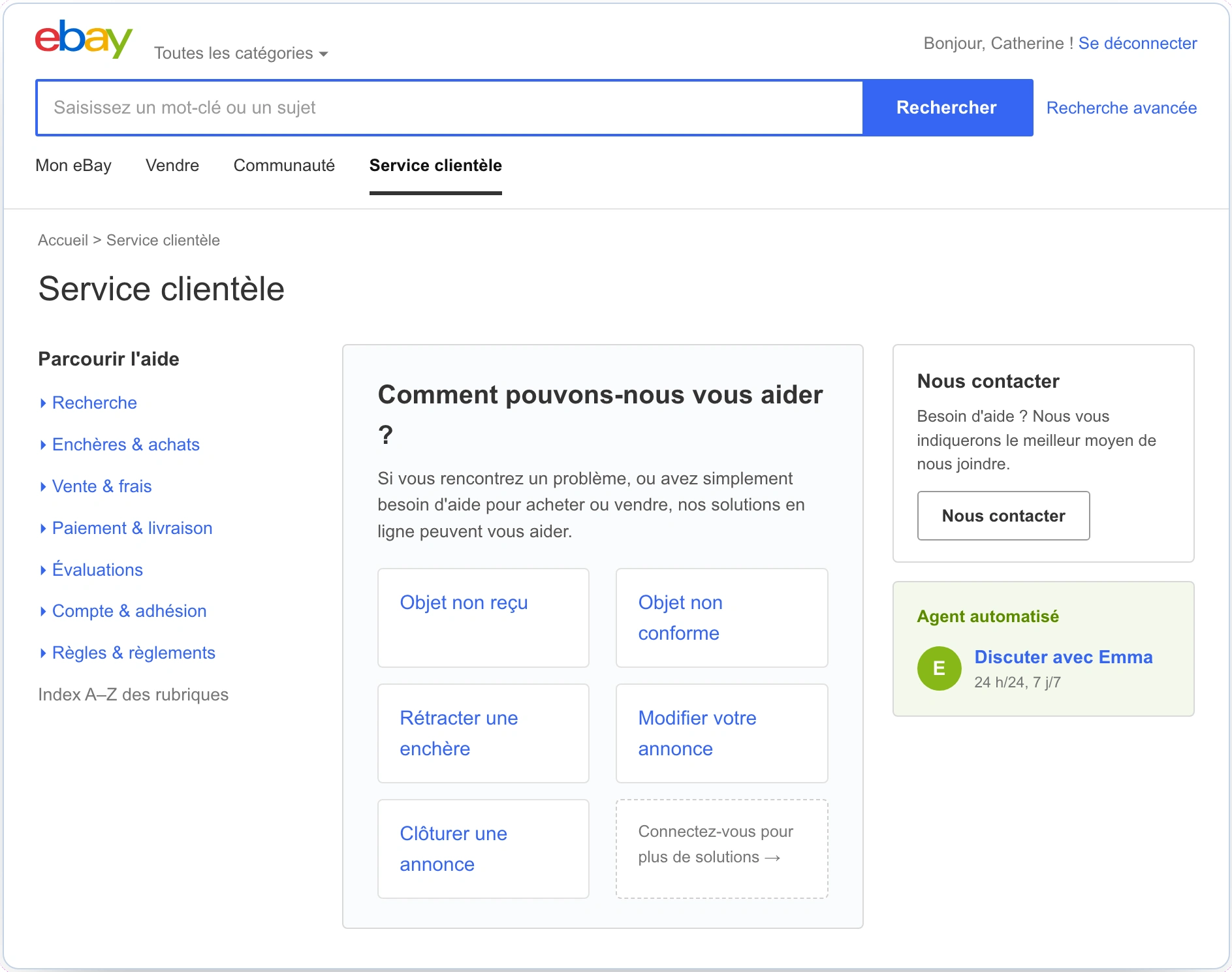 The same base support page rendered for France in French — assembled from the same modular kit, not rebuilt. This is what "one system, many markets" looks like in practice.