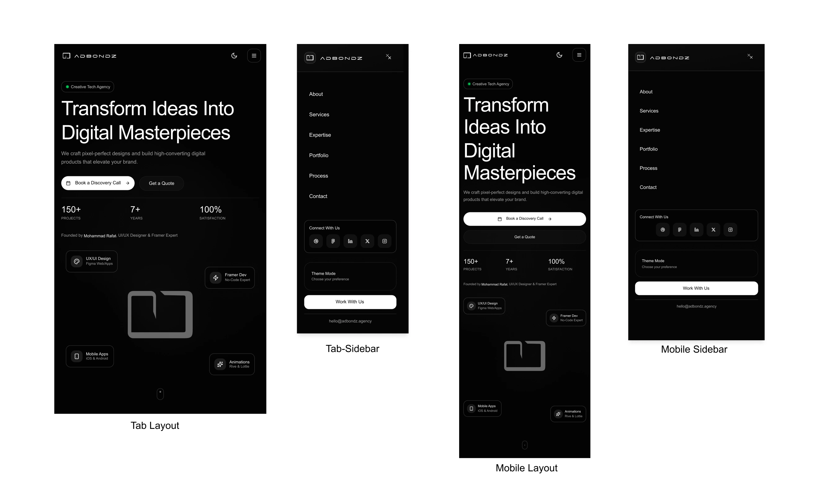 Responsive Tab/Mobile Designs - Dark
