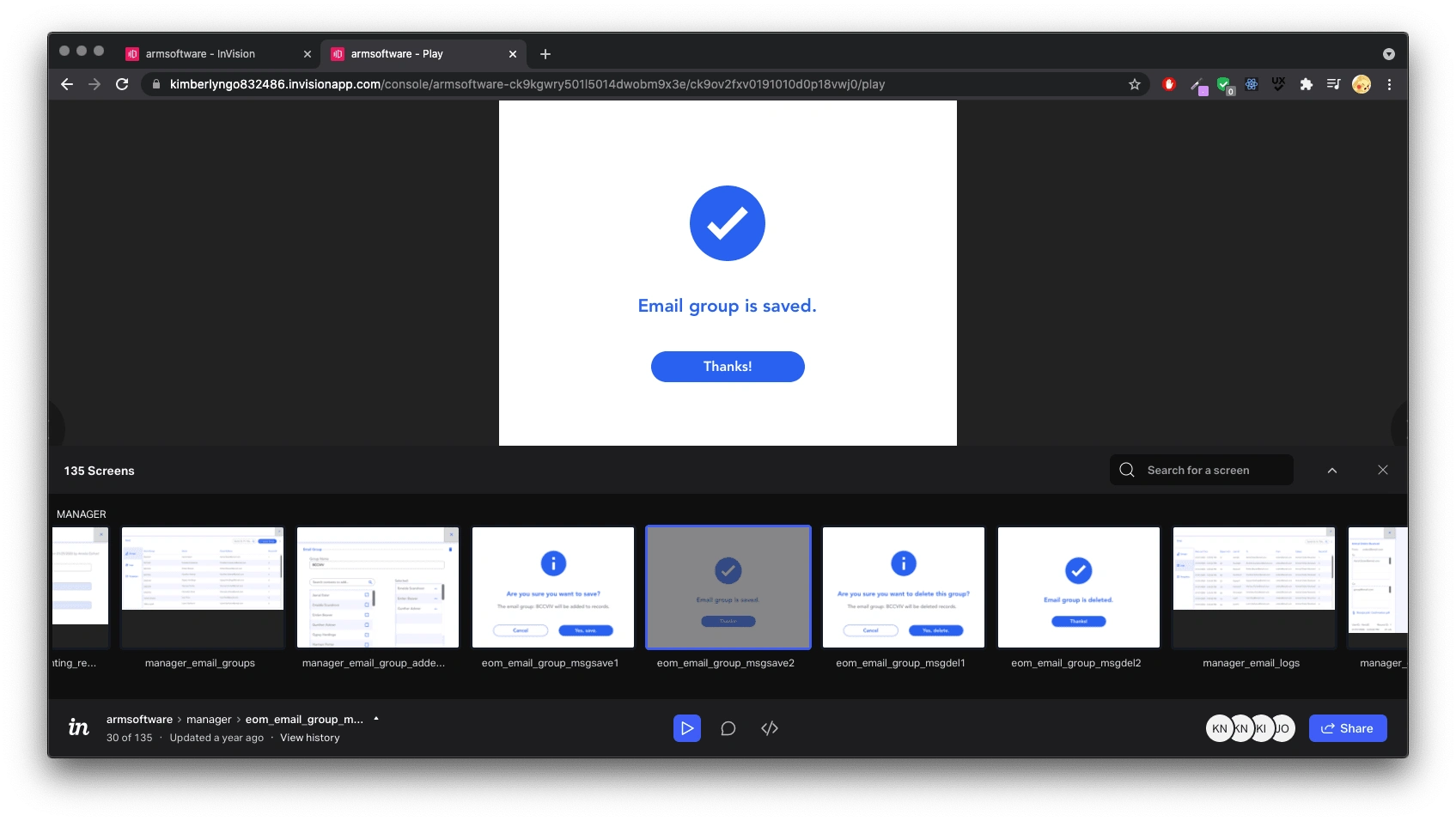 2020 ARM software clickable prototypes in InvisionApp by Kimberly Ngo.